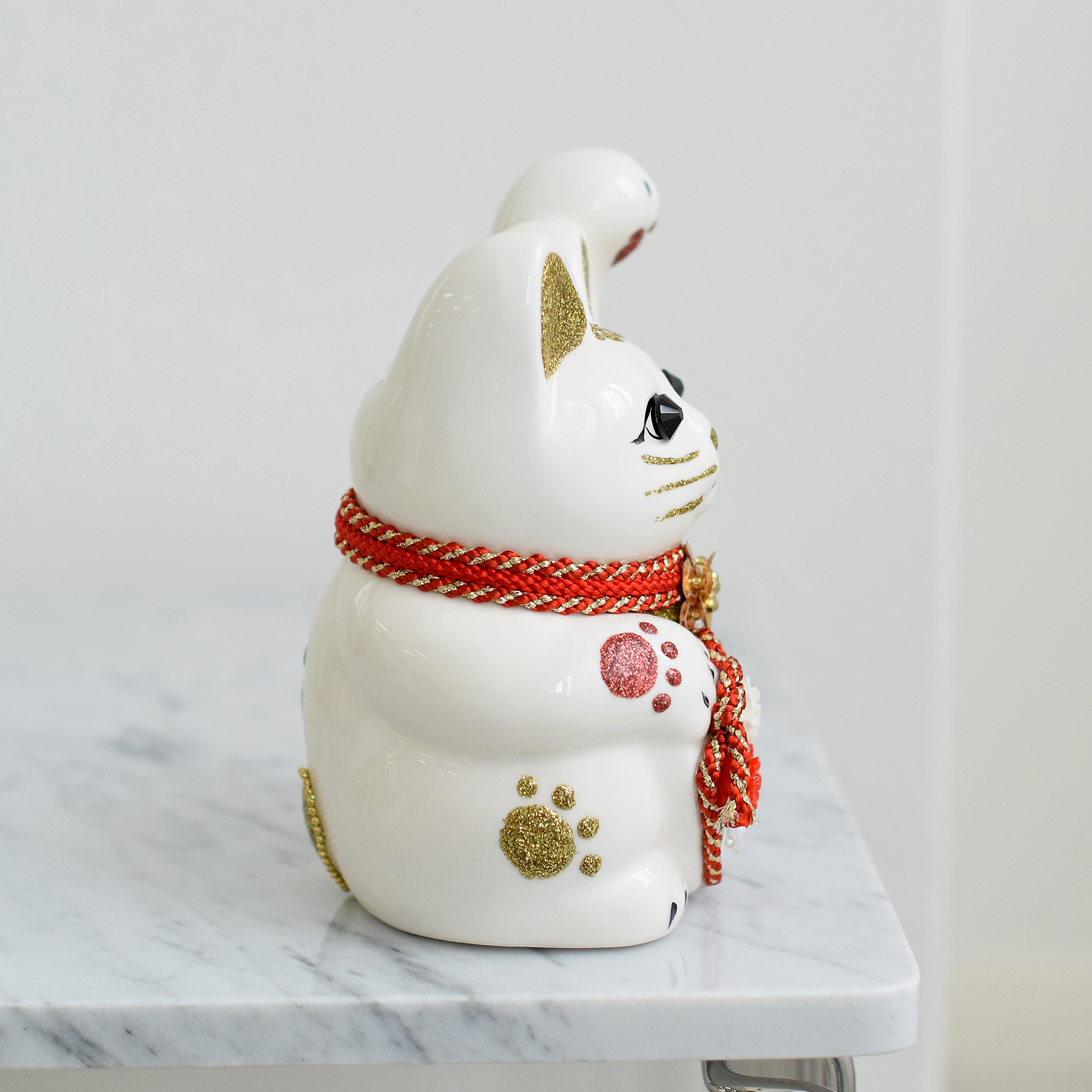 招き猫 置物 おしゃれ ニコアンティーク×ご縁猫 ねこ球代 手ぬぐい 2点