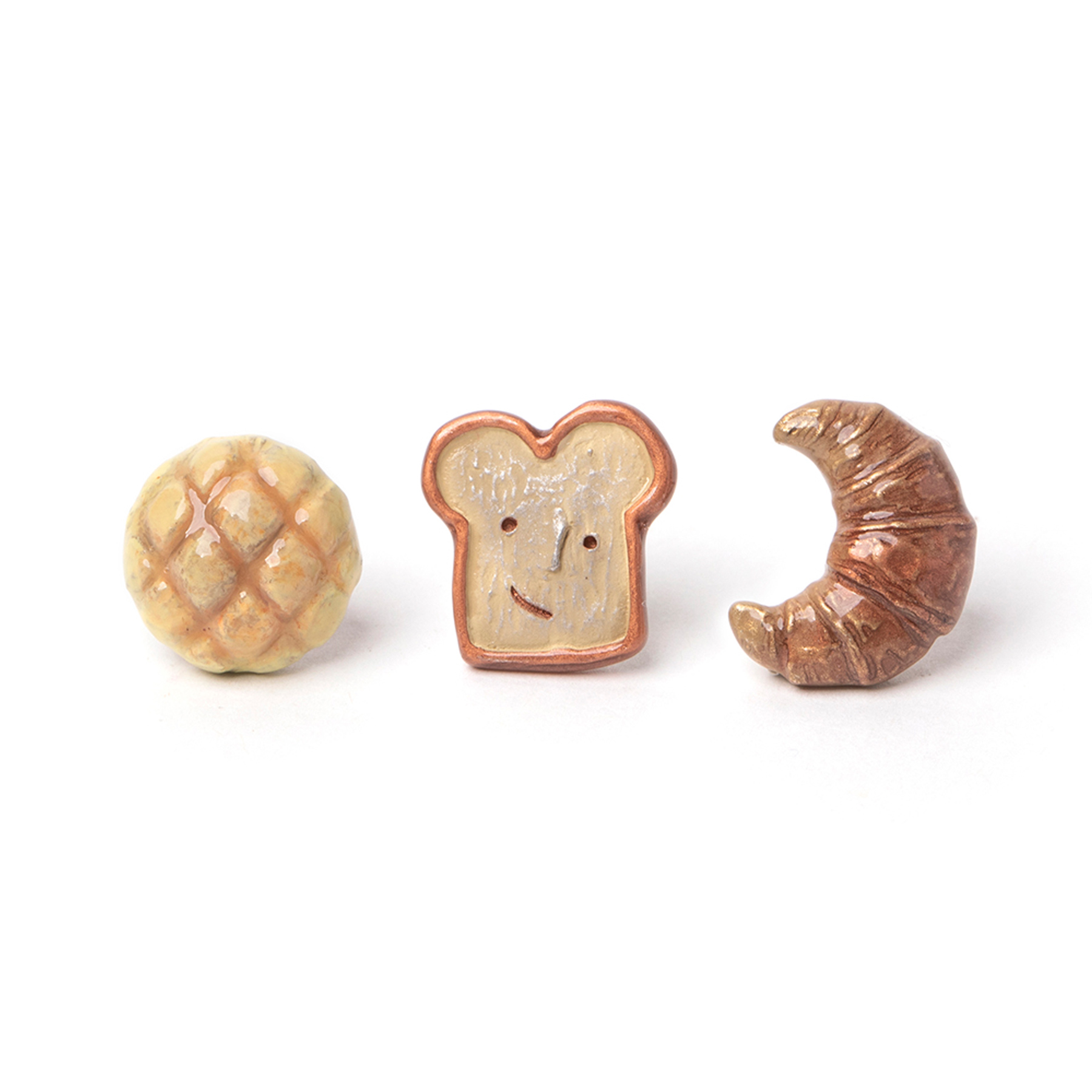 Yahoo! Yahoo!ショッピング(ヤフー ショッピング)ピアス レディース Palnart Poc マルシェ・パンピアス 日本製 国産 ハンドメイド プレゼント パルナートポック 両耳 3点セット クロワッサン 食パン メロンパン