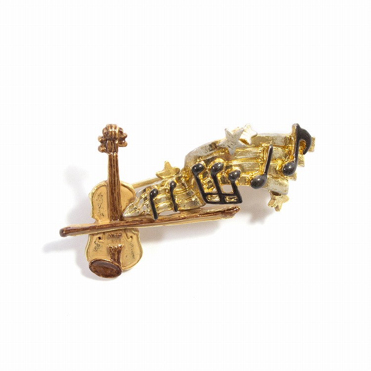 ブローチ おしゃれ アクセサリー パルナートポック レトロ 音符 金色系