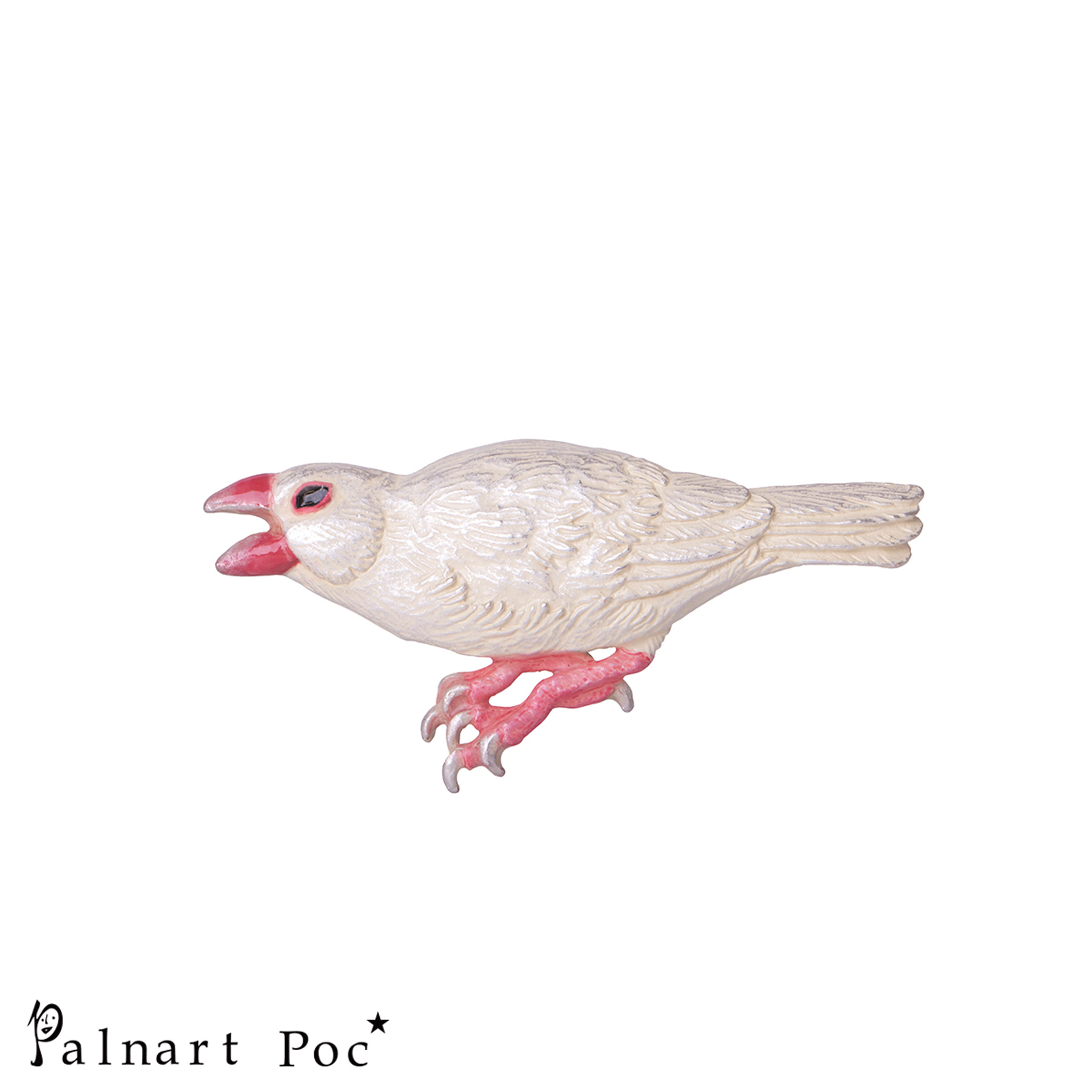 ブローチ おしゃれ Palnart Poc 文鳥ブローチ 白 日本製 国産 ハンドメイド ギフト プレゼント パルナートポック 文鳥 ぶんちょう 鳥