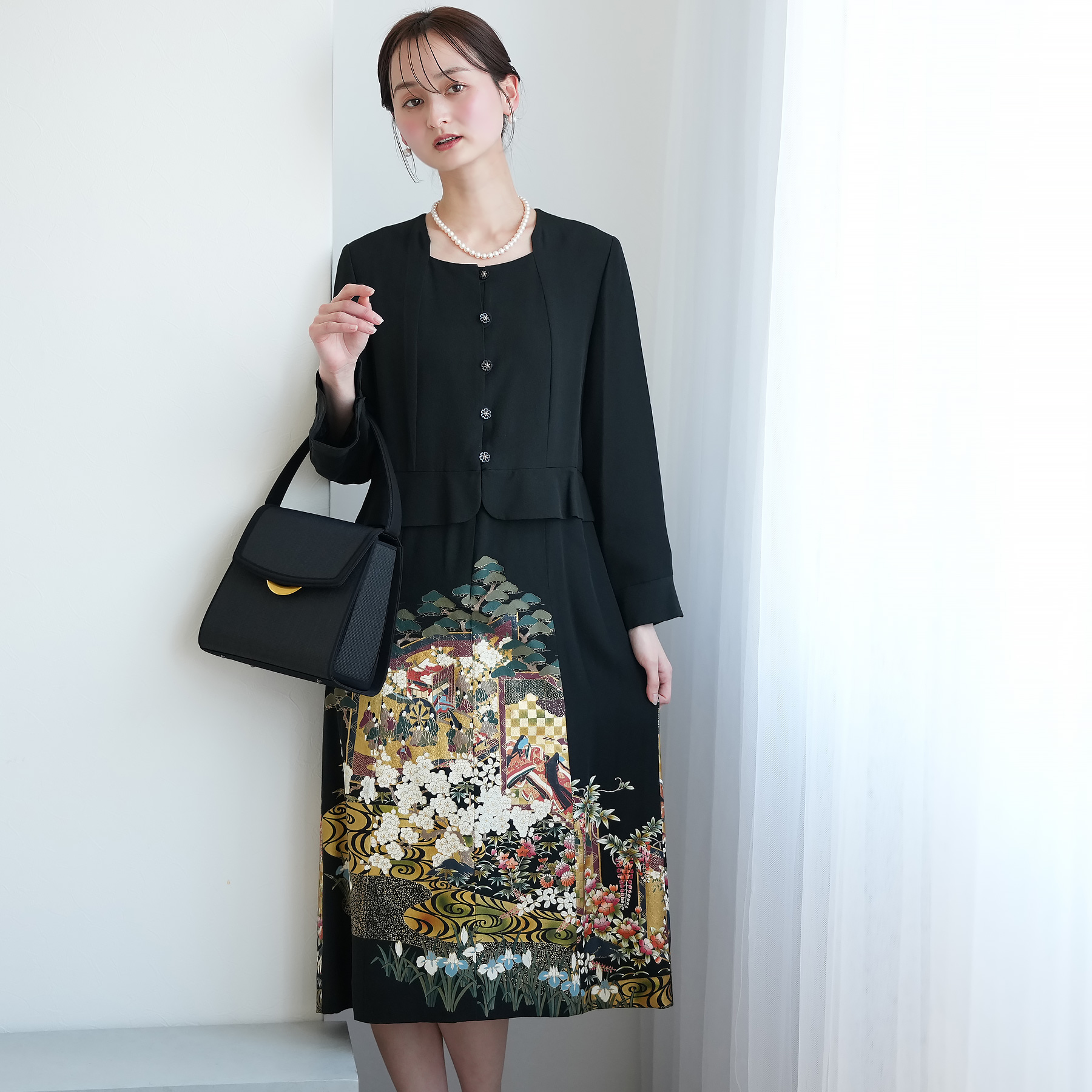 留袖ドレス 9号 販売 購入 金彩華御所車 ワンピース レディース
