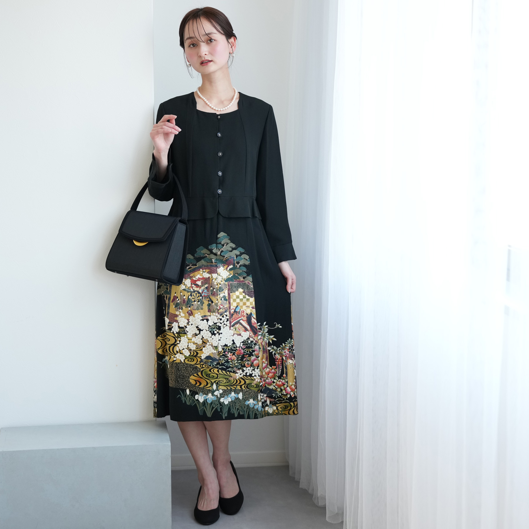 留袖ドレス 9号 販売 購入 金彩華御所車 ワンピース レディース