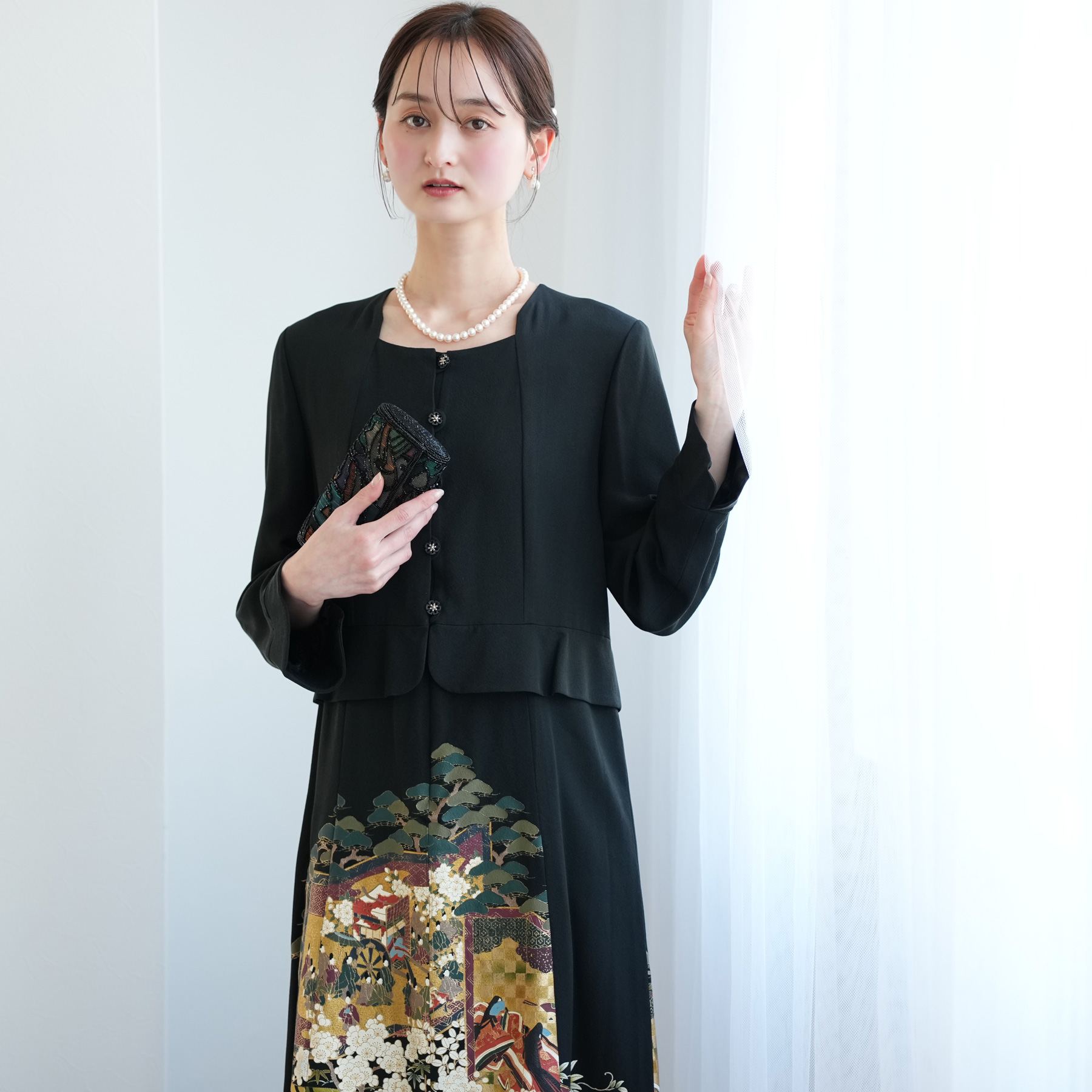 留袖ドレス 9号 販売 購入 金彩華御所車 ワンピース レディース