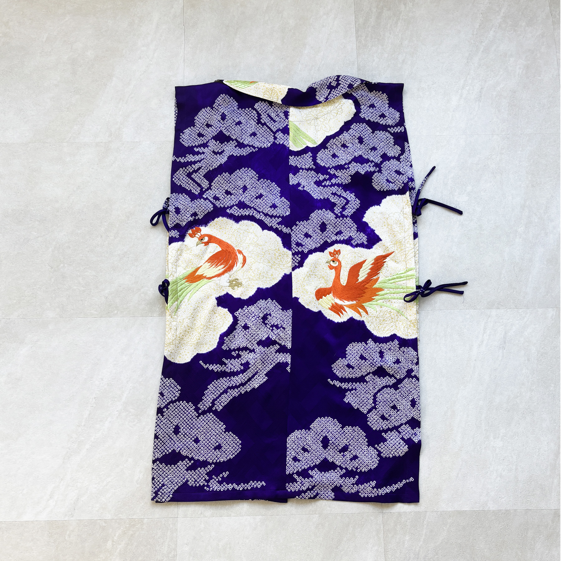 布の宿本陣✳︎しょんべん小僧とカエル泥棒✳︎藍染め・更紗・紫陽花・着物リメイク・古布 着物リメイク maison utatane｜No.JS42｜紫雲瑞鳳の夢 一点物｜正絹