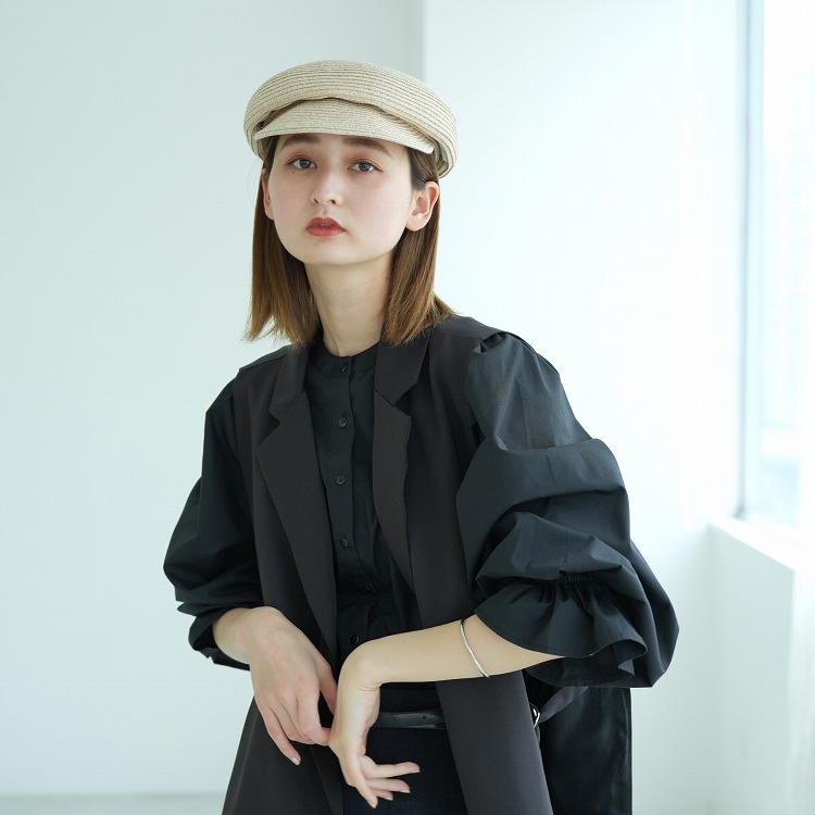 帽子 レディース 7cmつば キャスケット 洗える ポリエステルペーパー