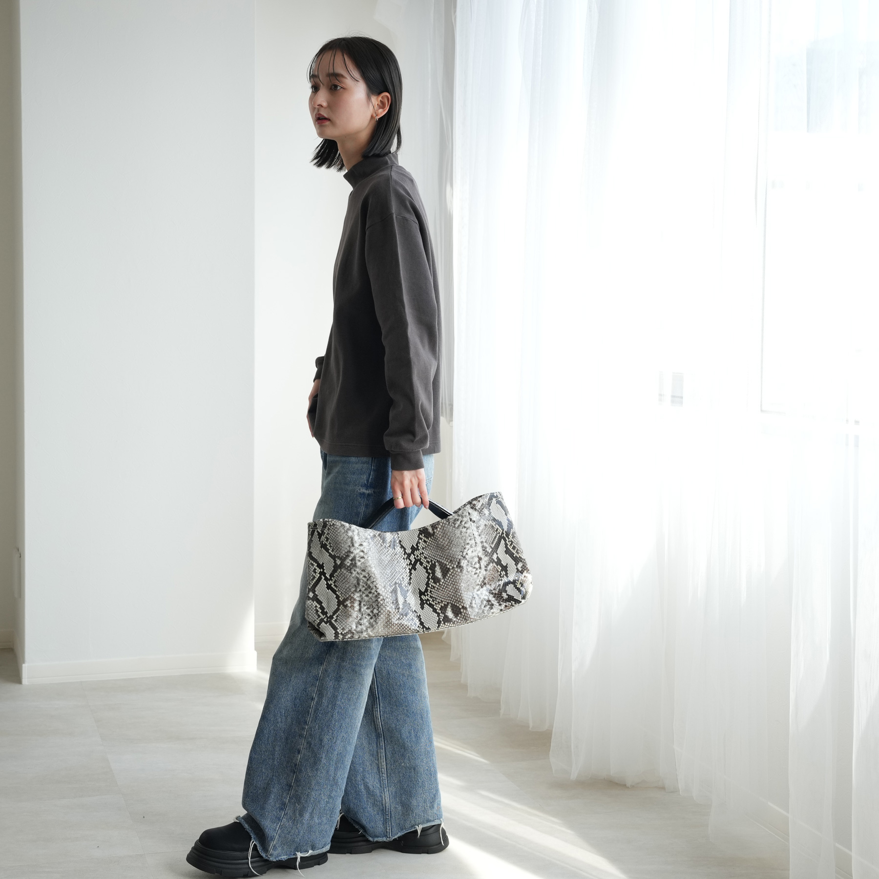 バッグ レディース レザー PYTHON×COBRA パイソン ウェーブ