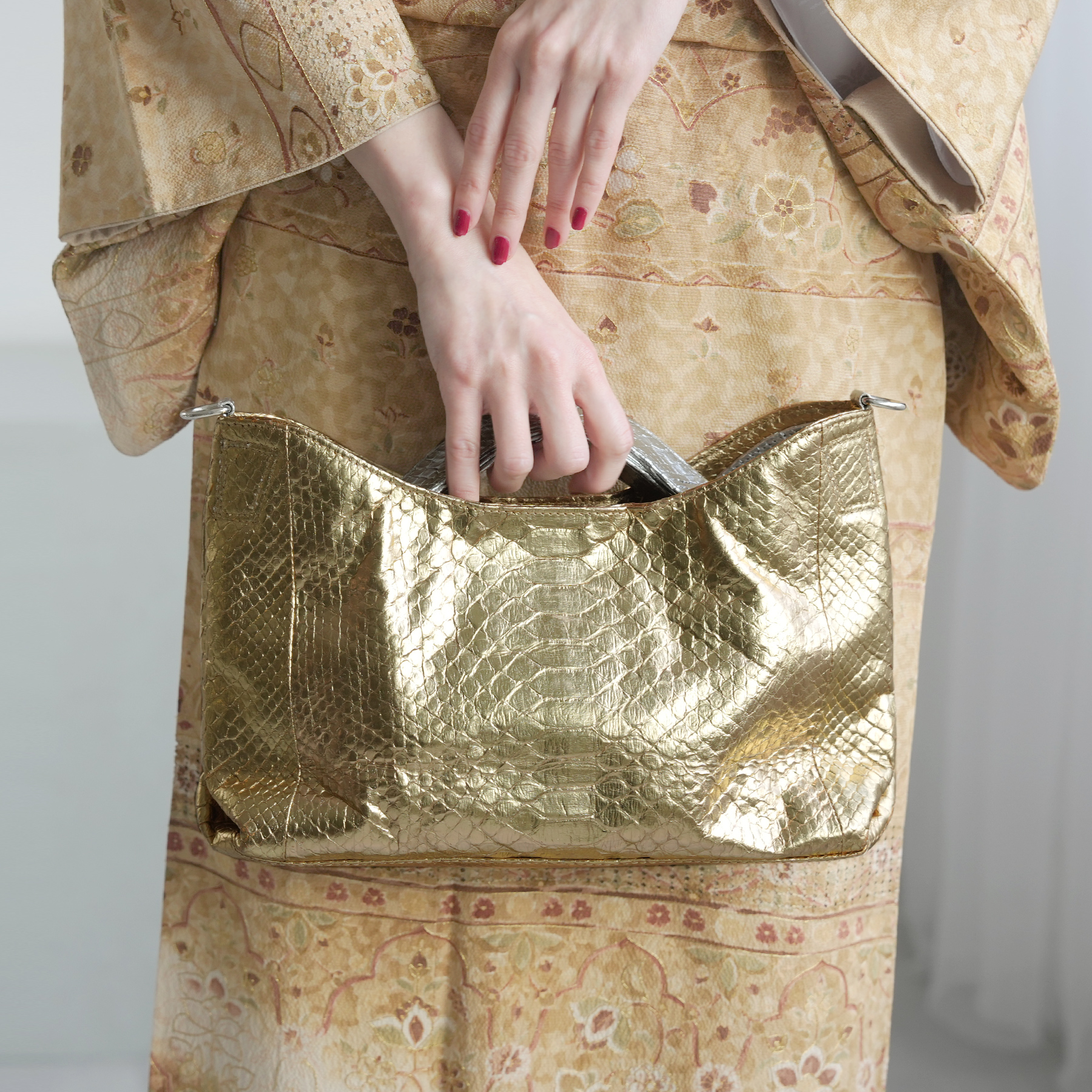 バッグ レディース レザー PYTHON パイソン ウェーブトートバッグ ミニ