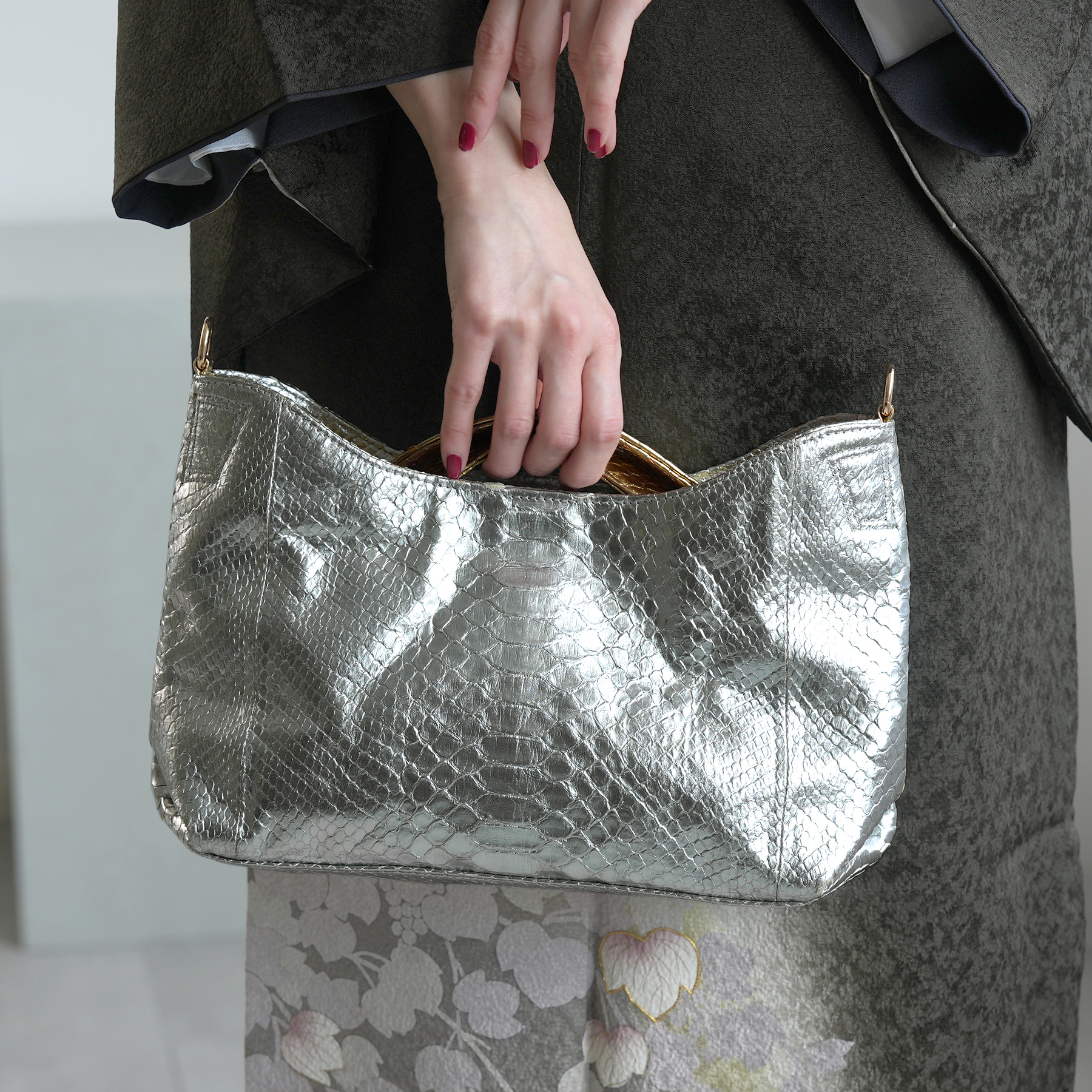 バッグ レディース レザー PYTHON パイソン ウェーブトートバッグ ミニ