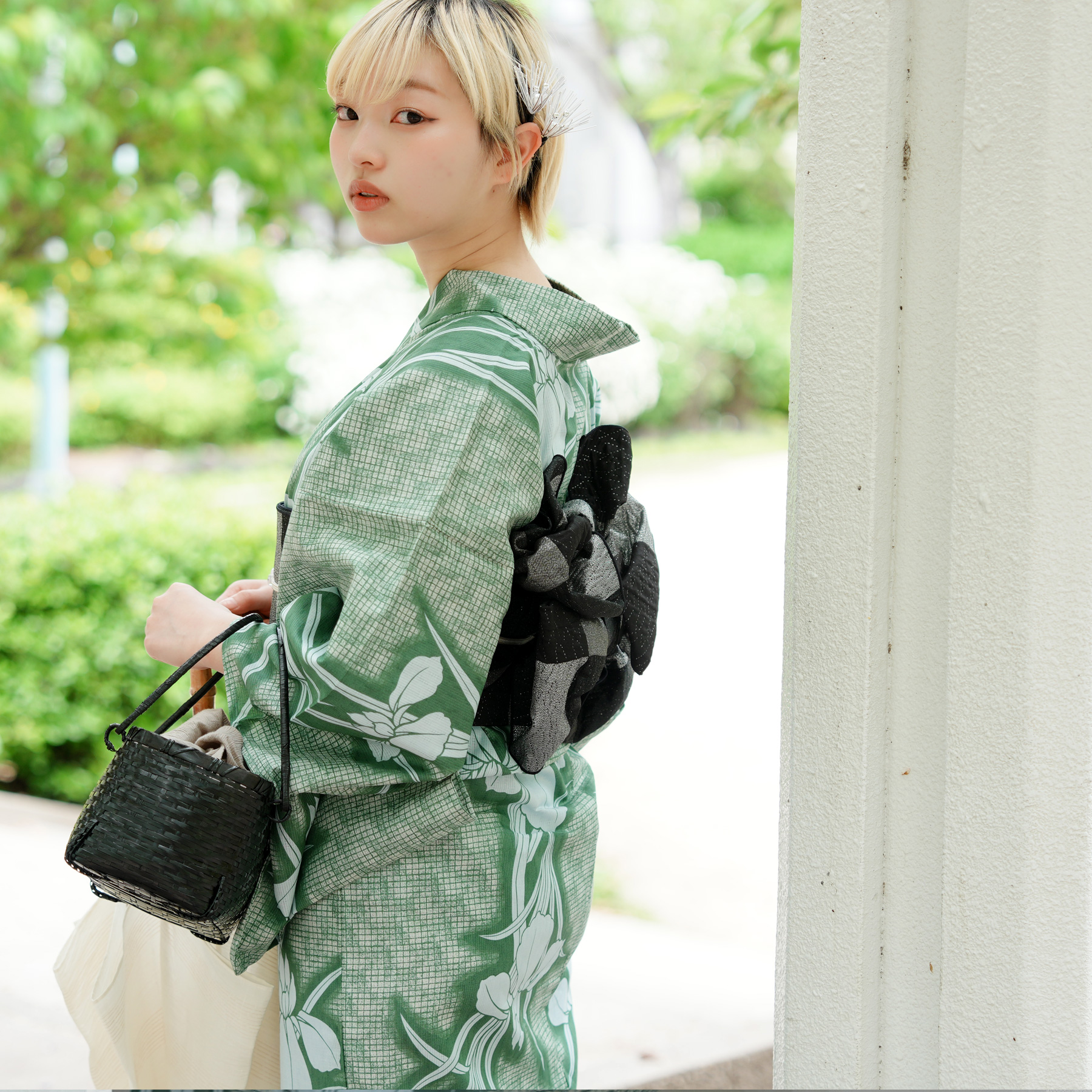 utatane 浴衣 単品 レディース 高級変わり織 翡翠に菖蒲 フリーサイズ