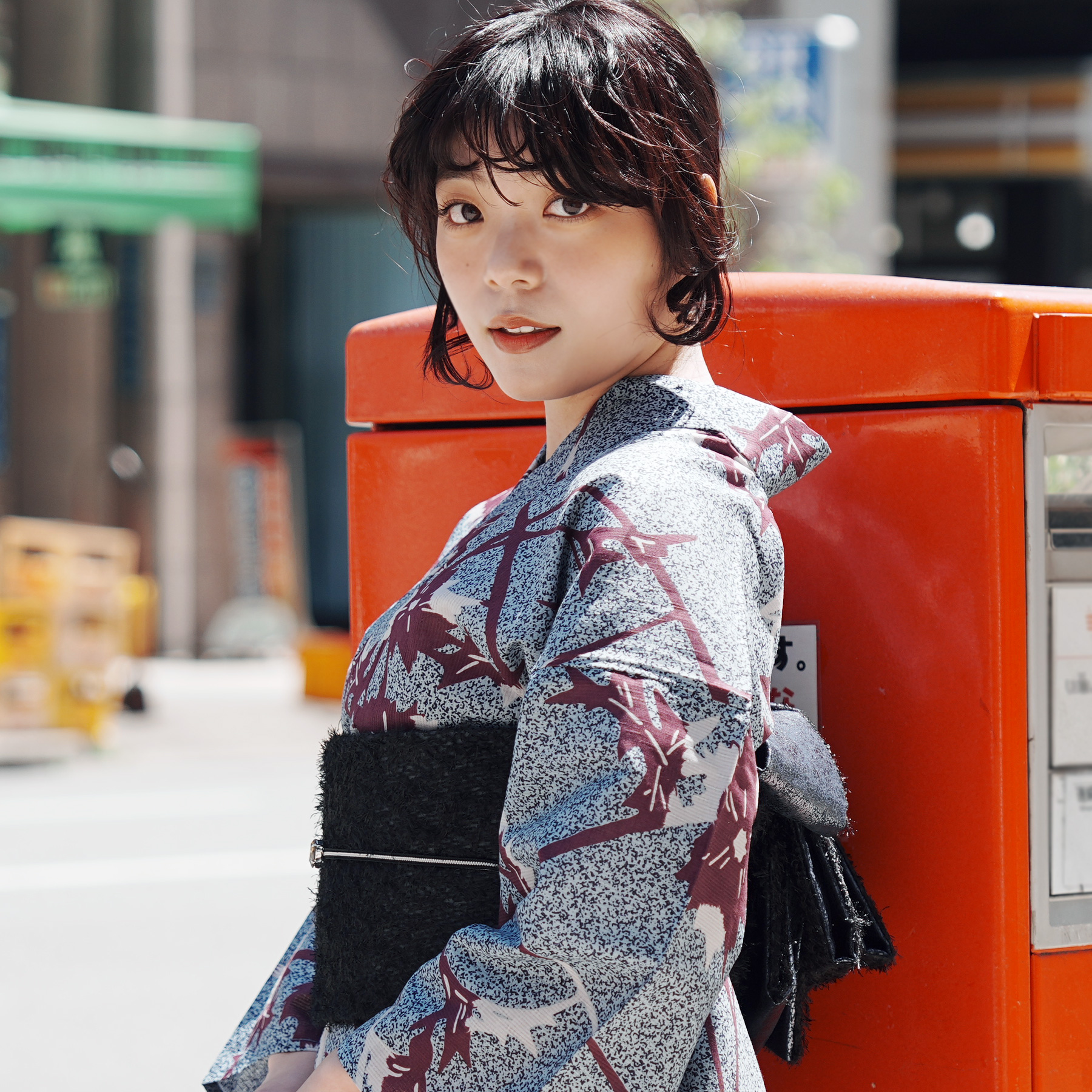 utatane 浴衣 単品 レディース 高級変わり織 ブルーと紫のあざみ砂嵐