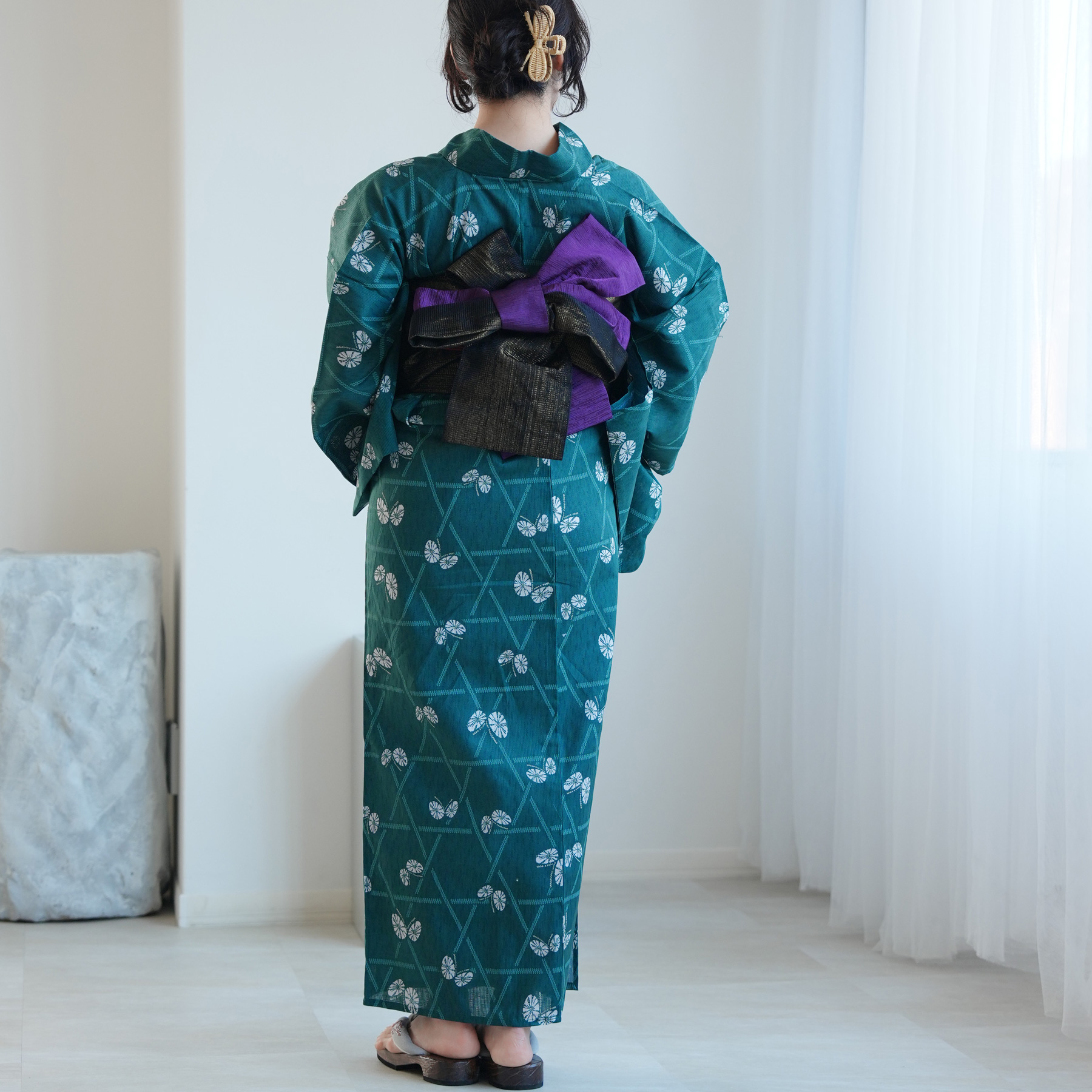 utatane 浴衣 単品 レディース ニコアンティーク 高級変わり織 碧に