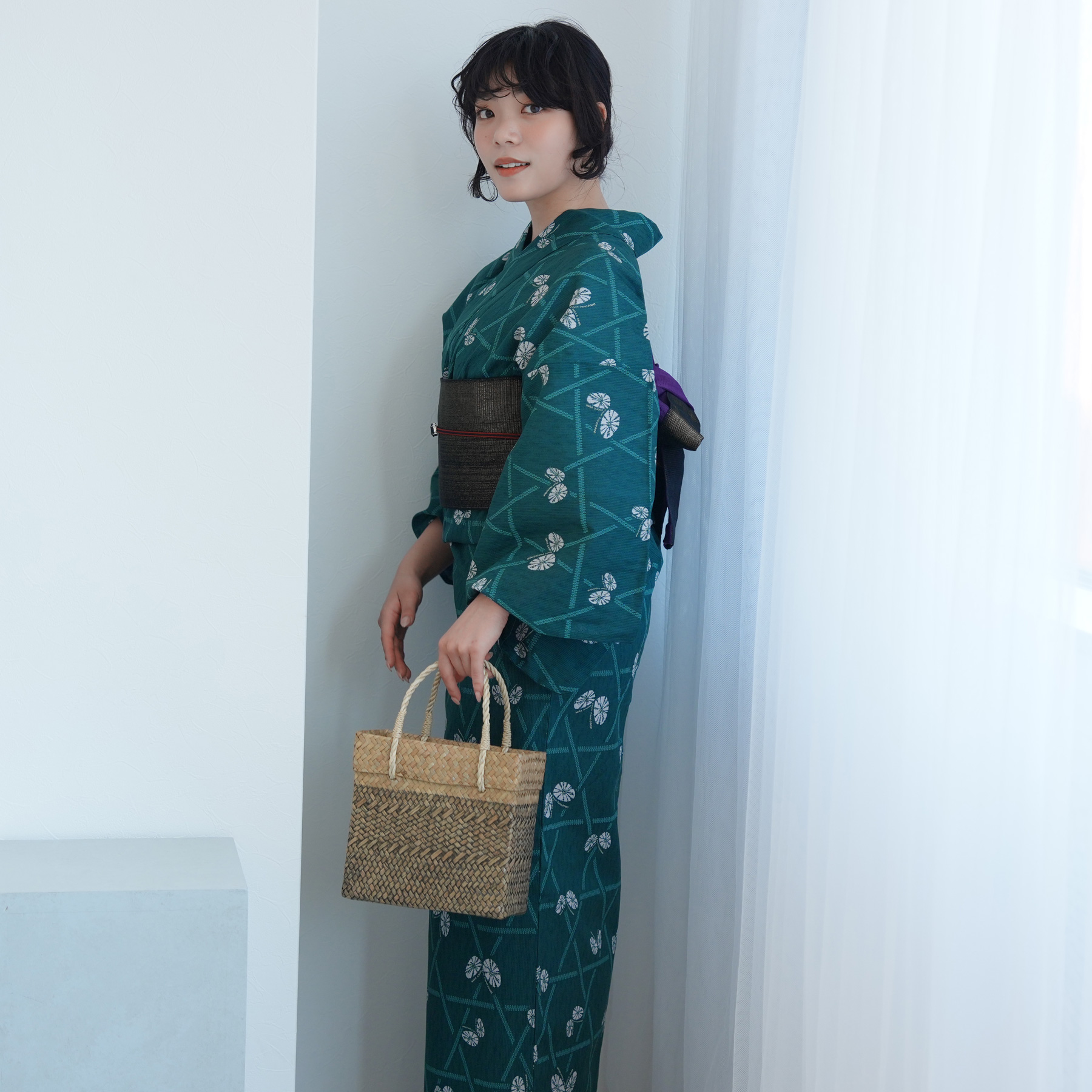 utatane 浴衣 単品 レディース Lサイズ ニコアンティーク 高級変わり織