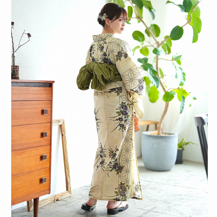 utatane 浴衣3点セット　ダークオリーブ　 フリーサイズ utatane 浴衣 セット レディース フリーサイズ 浴衣3点セット