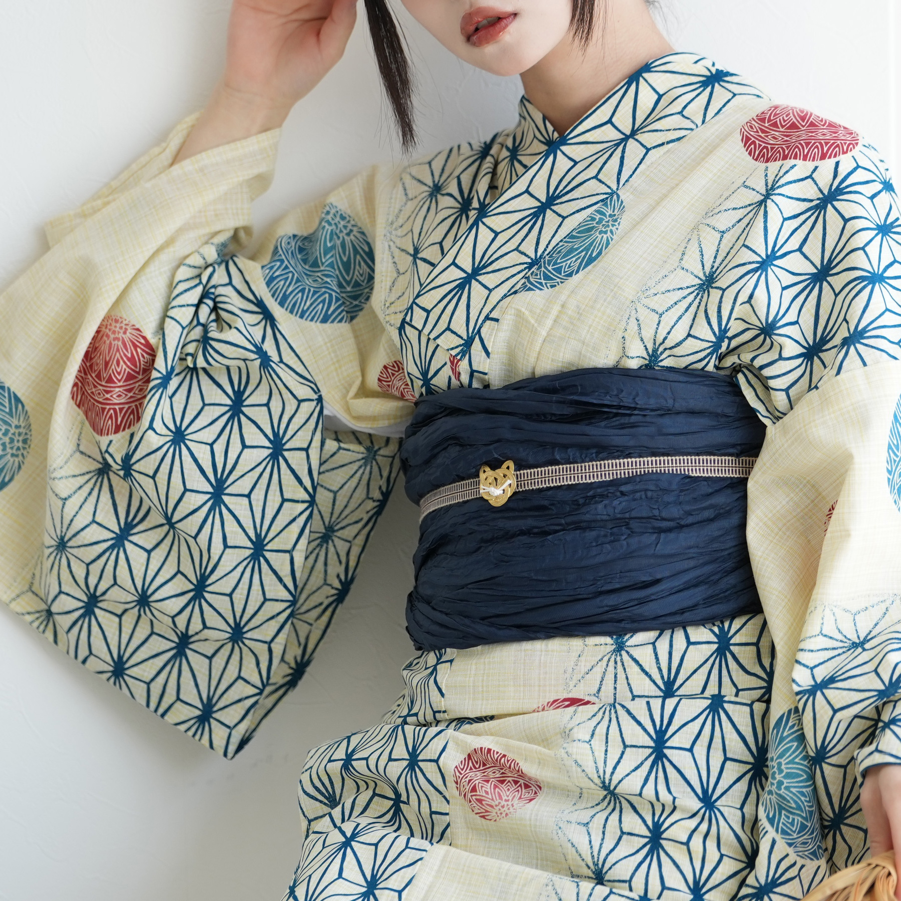 utatane 浴衣 レディース セット 綿麻 高級変わり織 フリーサイズ 浴衣