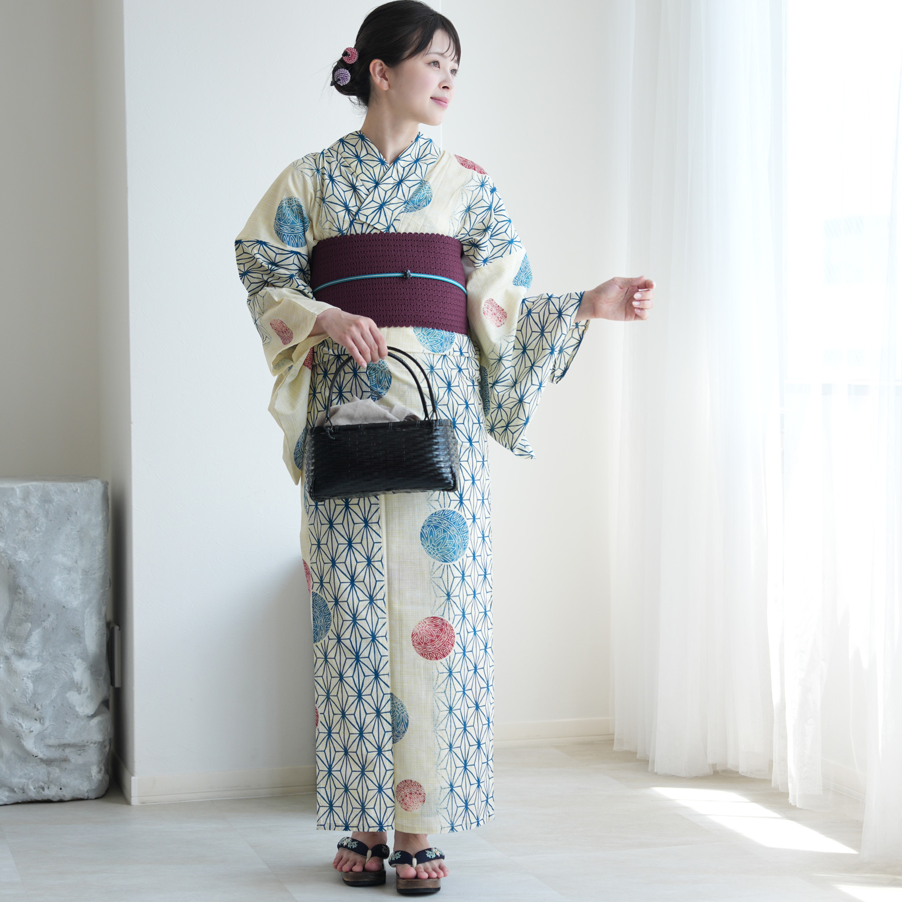 utatane 浴衣 レディース セット 綿麻 高級変わり織 utatane 3点セット