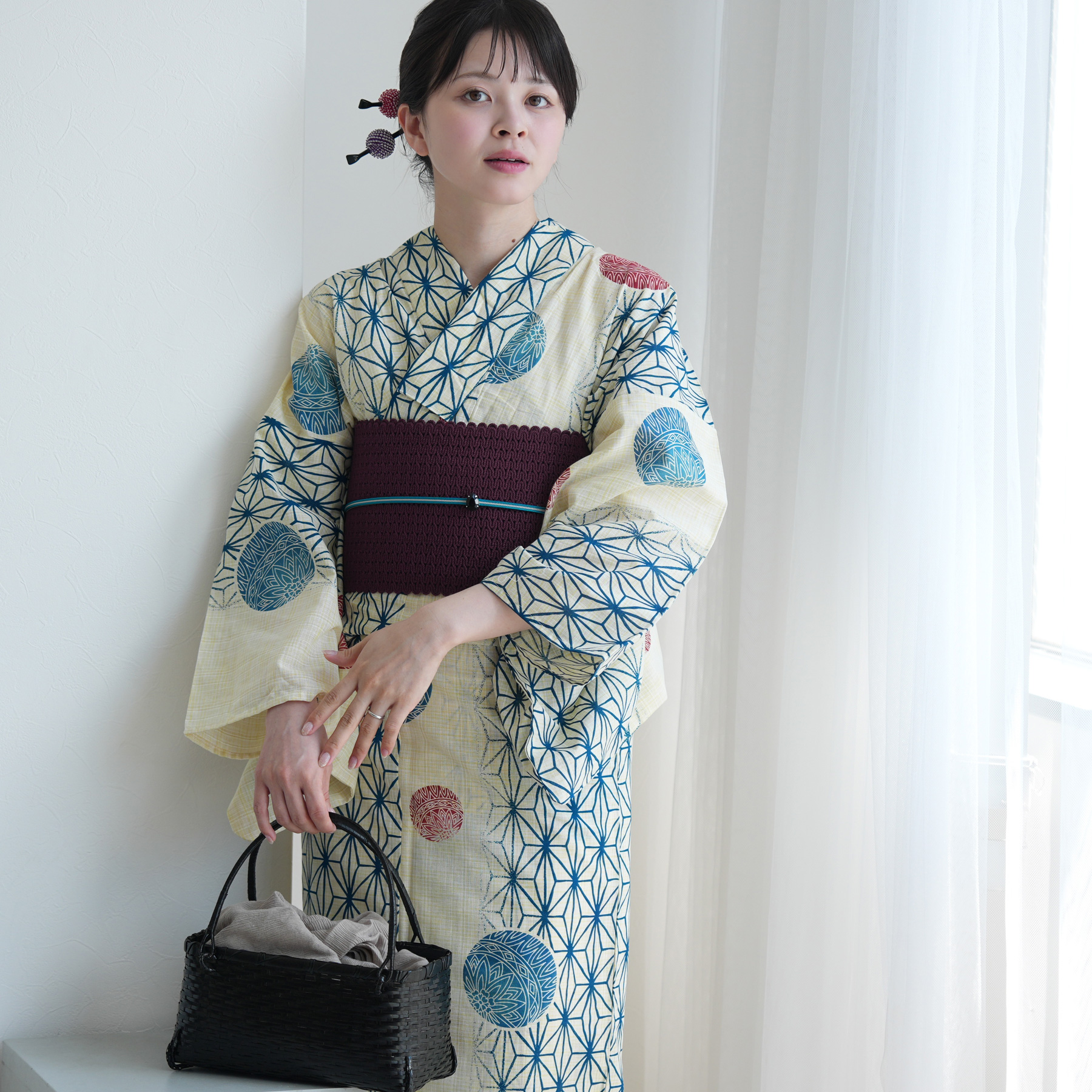 utatane 浴衣 レディース セット 綿麻 高級変わり織 utatane 3点セット