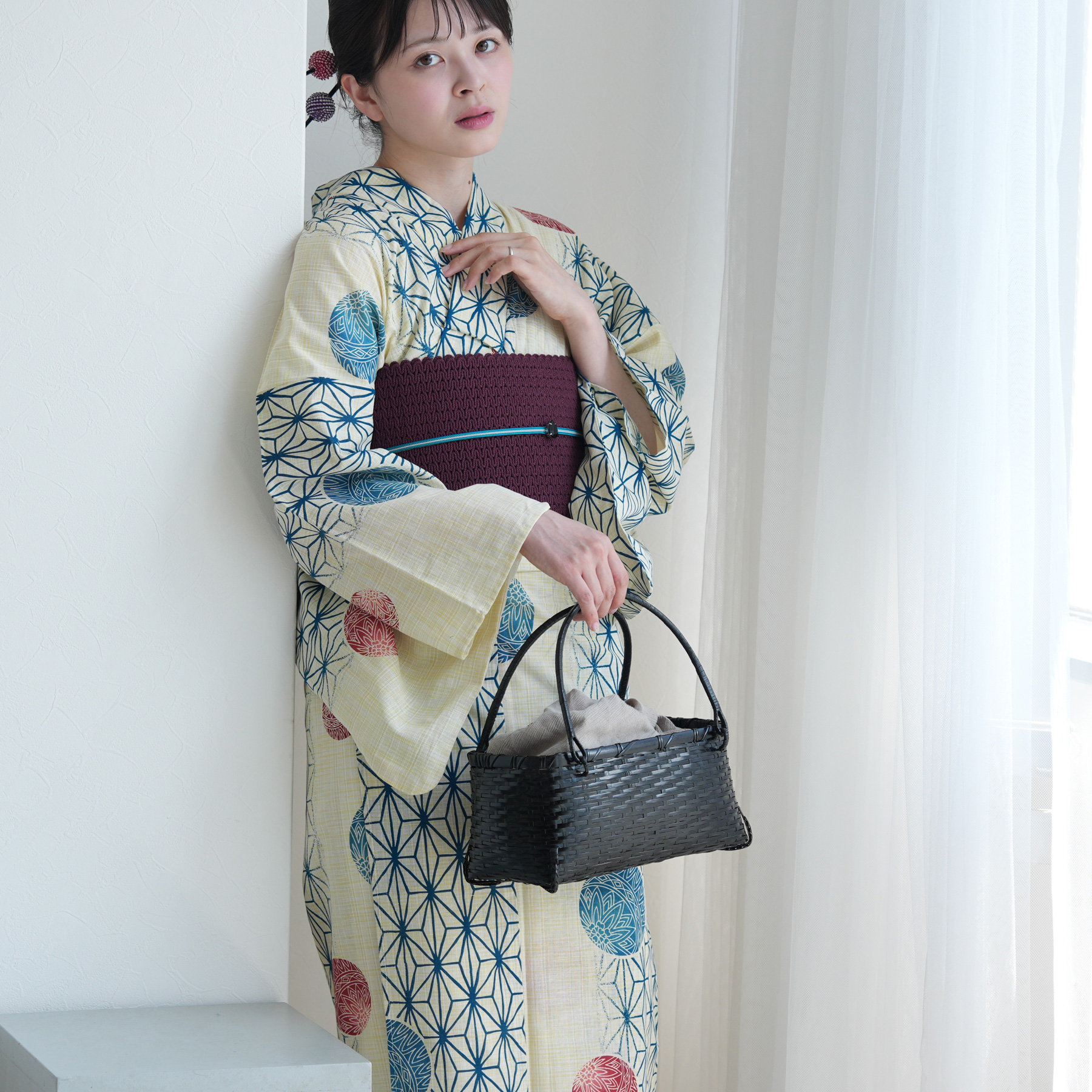 utatane 浴衣 レディース セット 綿麻 高級変わり織 utatane 3点セット