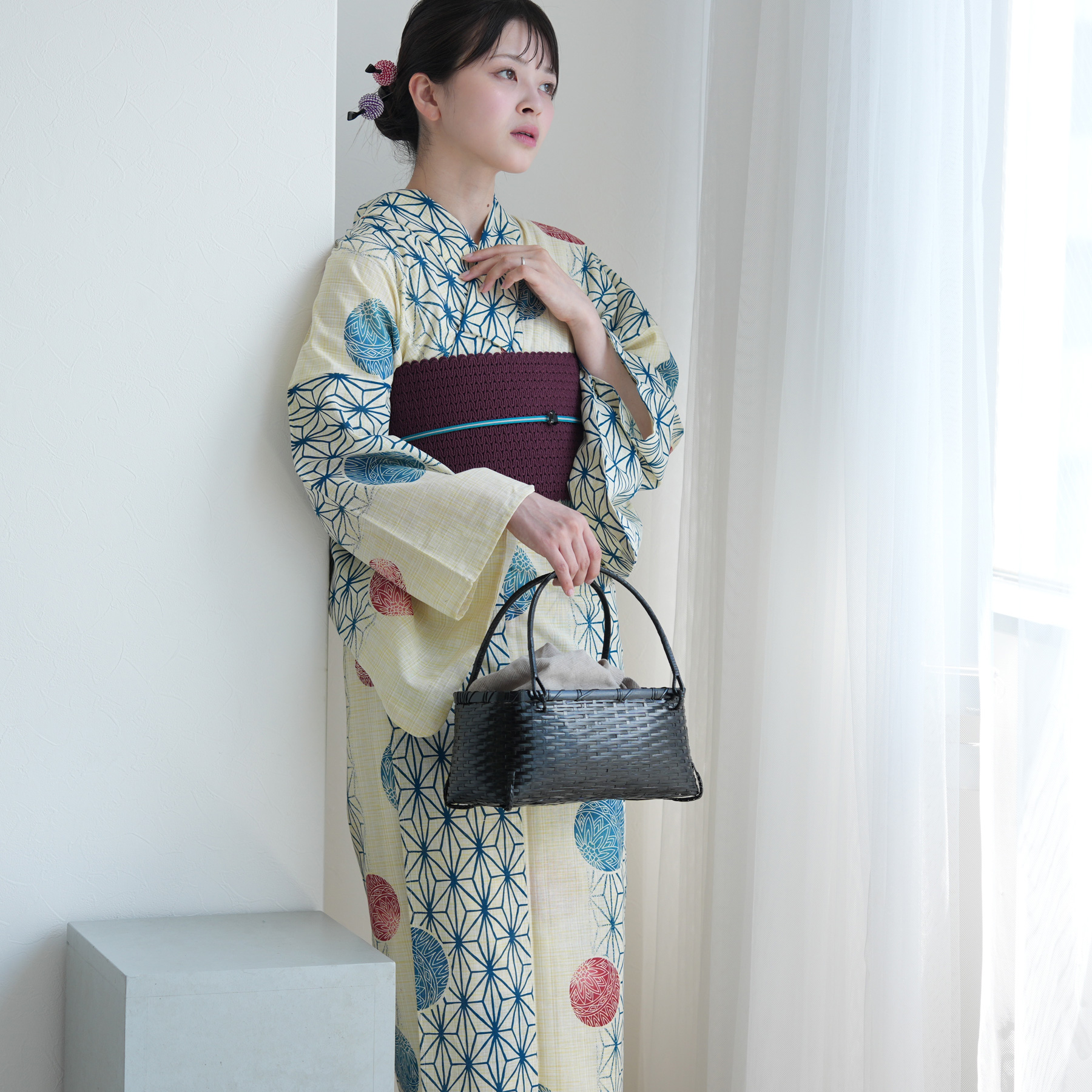utatane 浴衣 レディース セット 綿麻 高級変わり織 フリーサイズ 浴衣