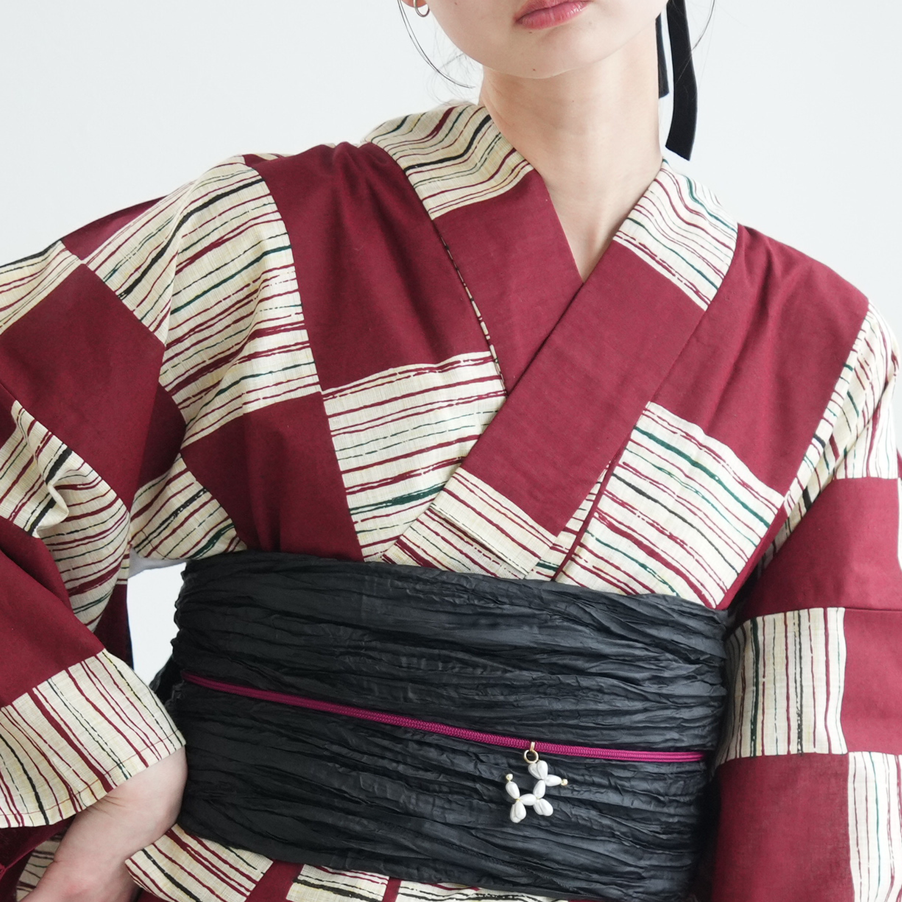 utatane 浴衣 セット レディース 綿麻 高級変わり織 浴衣3点