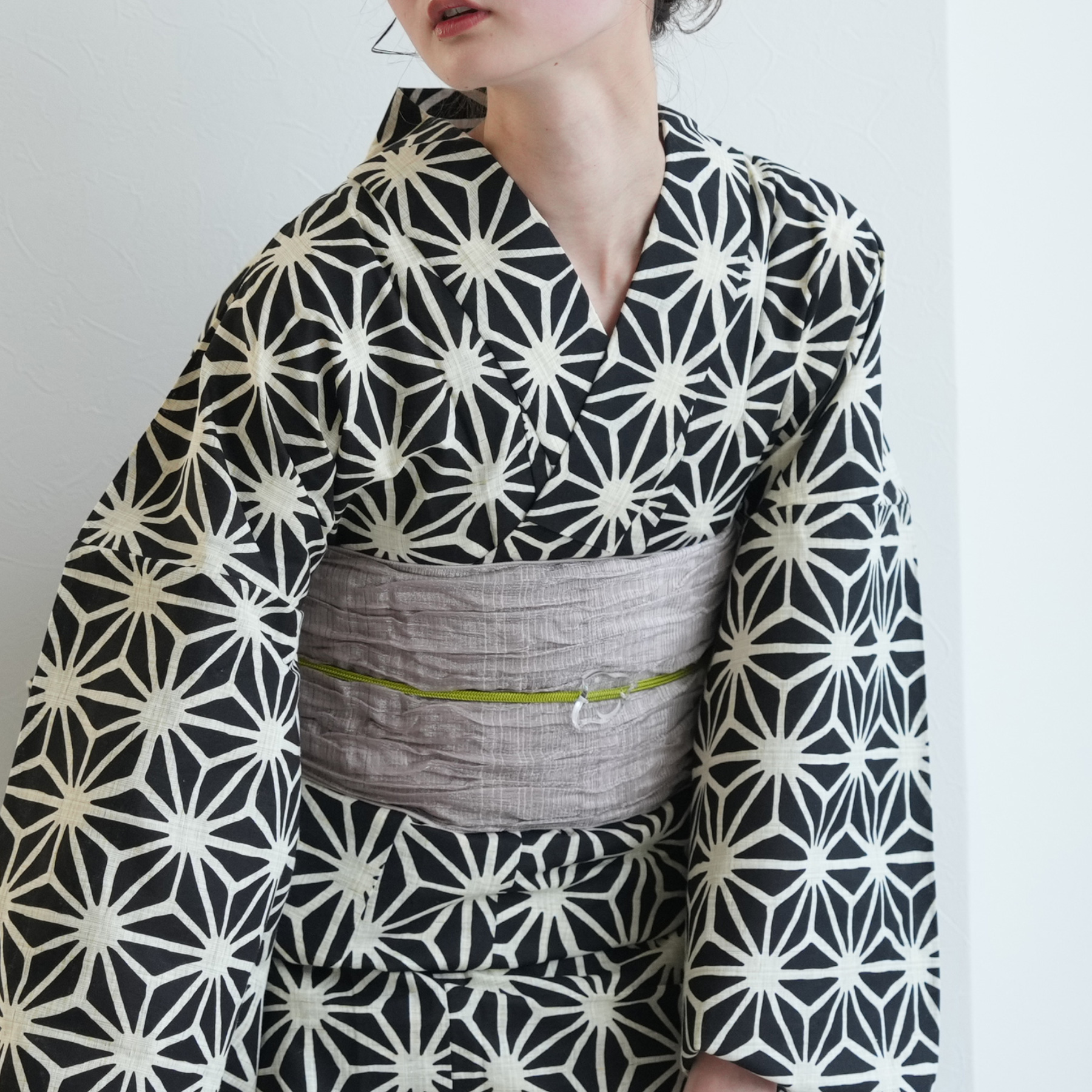 utatane 浴衣 レディース セット 綿麻 浴衣3点セット 先染めベージュ