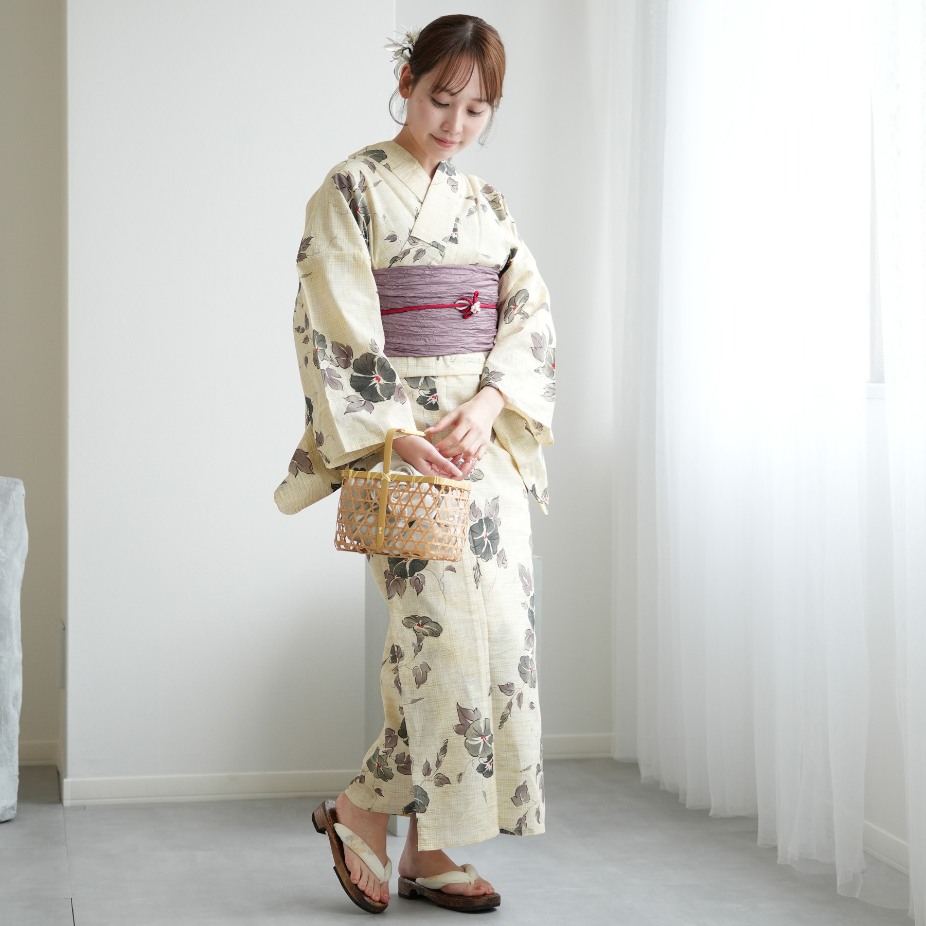 浴衣 帯 下駄 3点セット アンティーク ブラウン utatane utatane｜utatane/(W)レディース 浴衣 帯 下駄 3点セット
