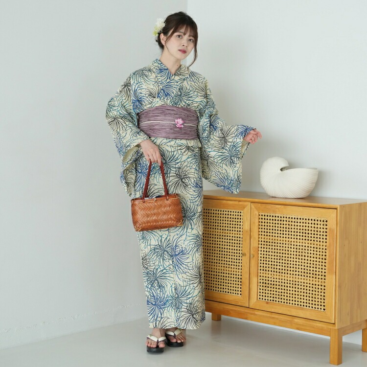 utatane 浴衣 3点セット レディース フリーサイズ ベージュ系 楽天市場】【30％OFF】【utatane 高級変わり織 浴衣3点セット