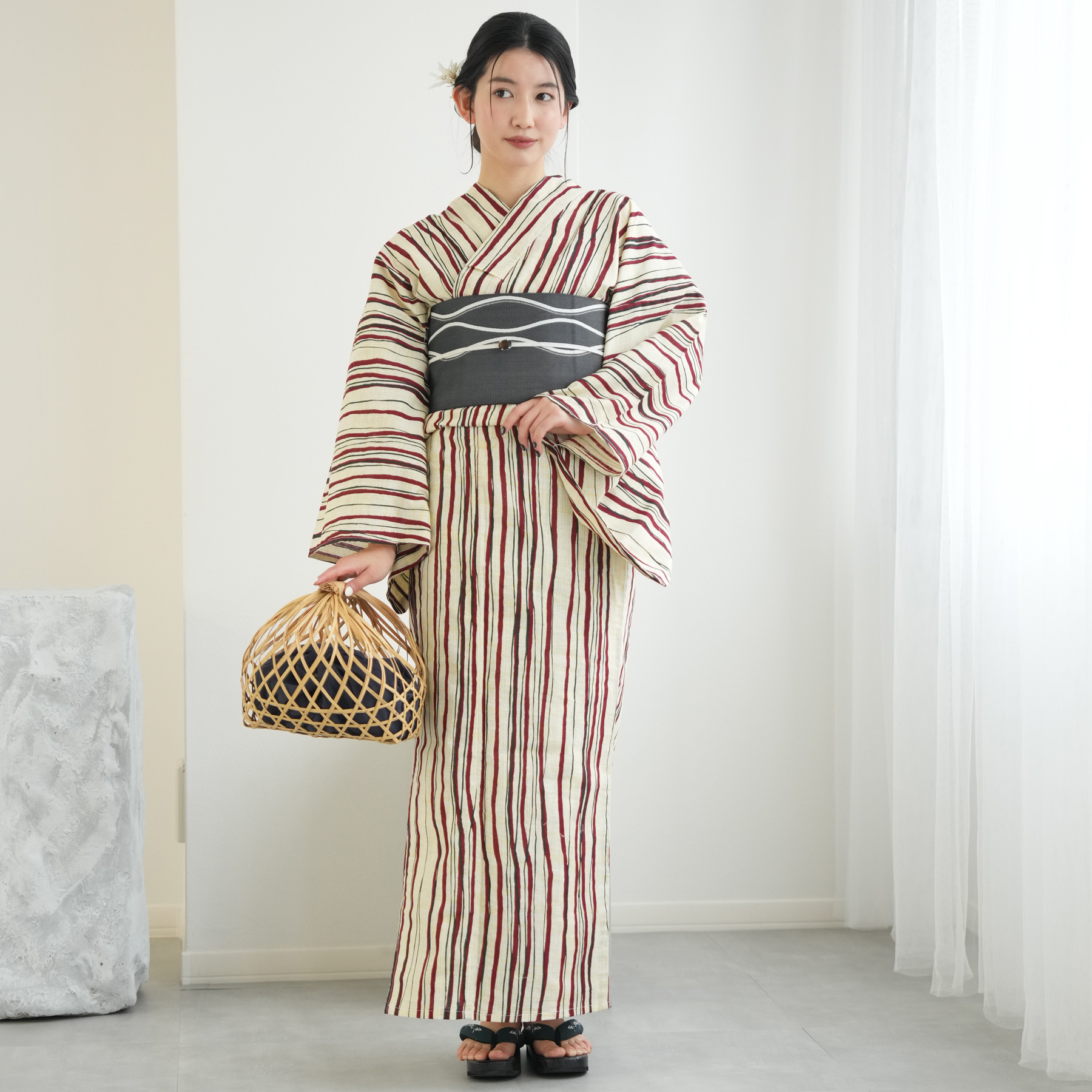 utatane 浴衣・帯セット・下駄 utatane 浴衣 セット レディース フリーサイズ 浴衣3点セット