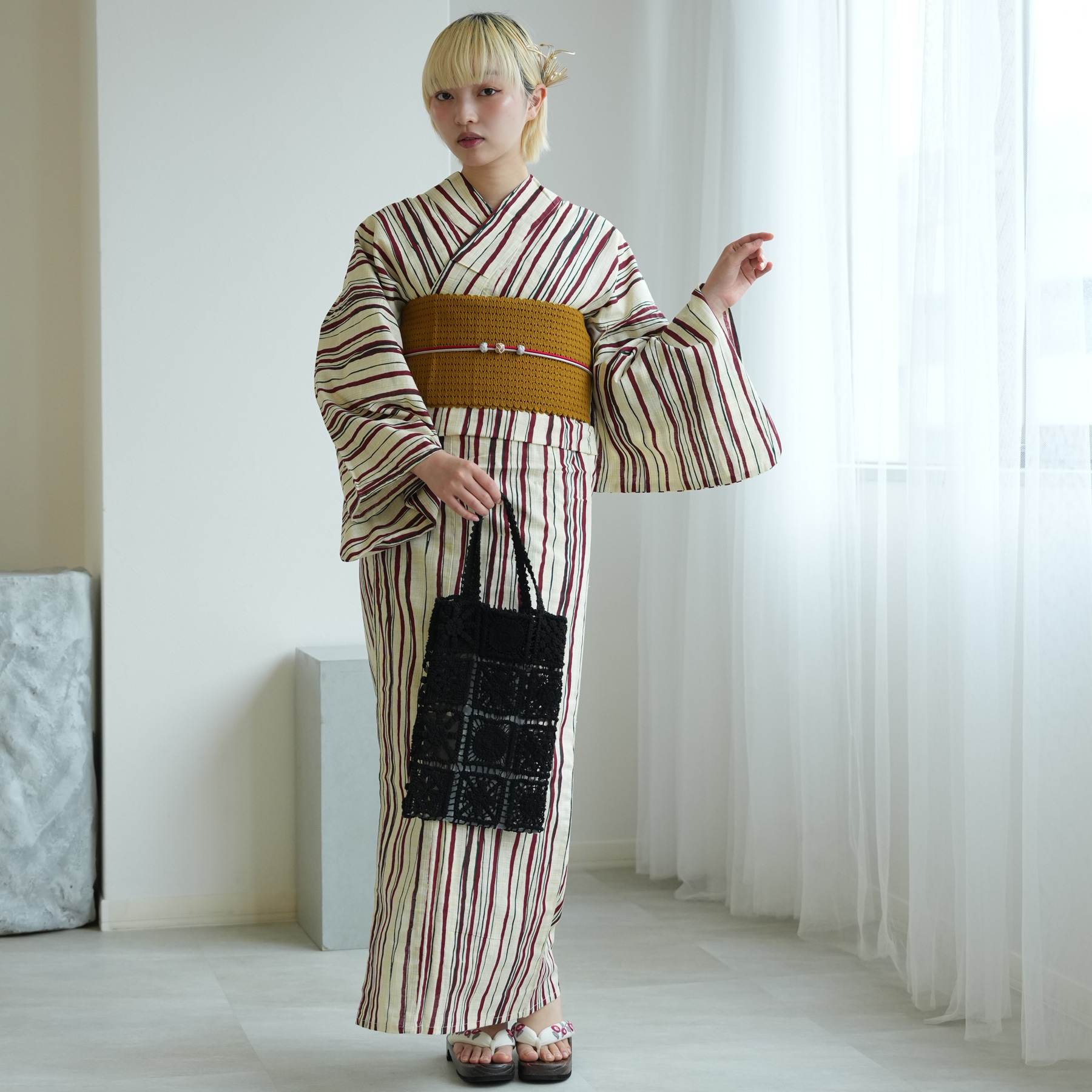 utatane 浴衣 レディース セット 綿麻 高級変わり織 utatane 3点セット