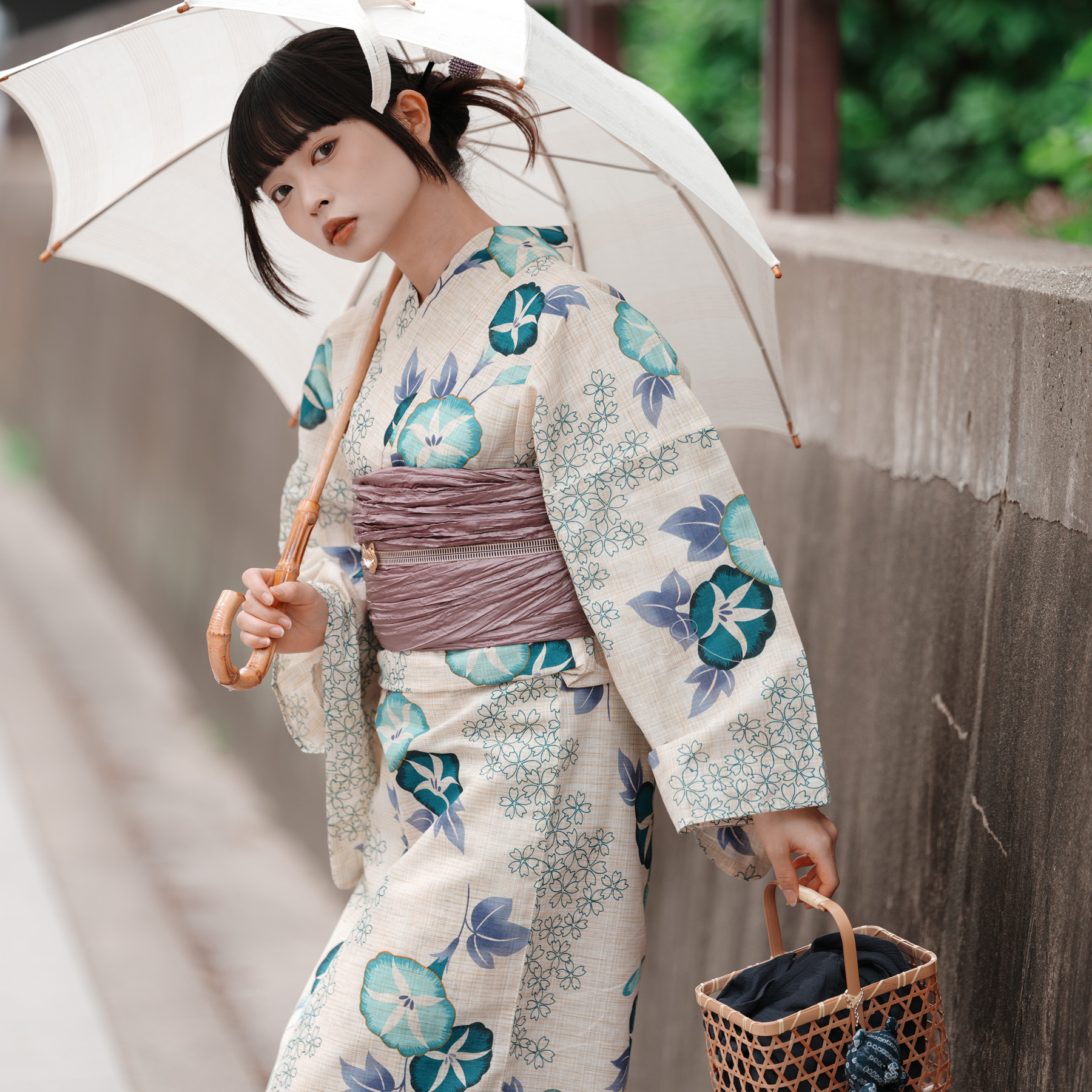 utatane 浴衣 セット レディース 綿麻 高級変わり織 フリーサイズ
