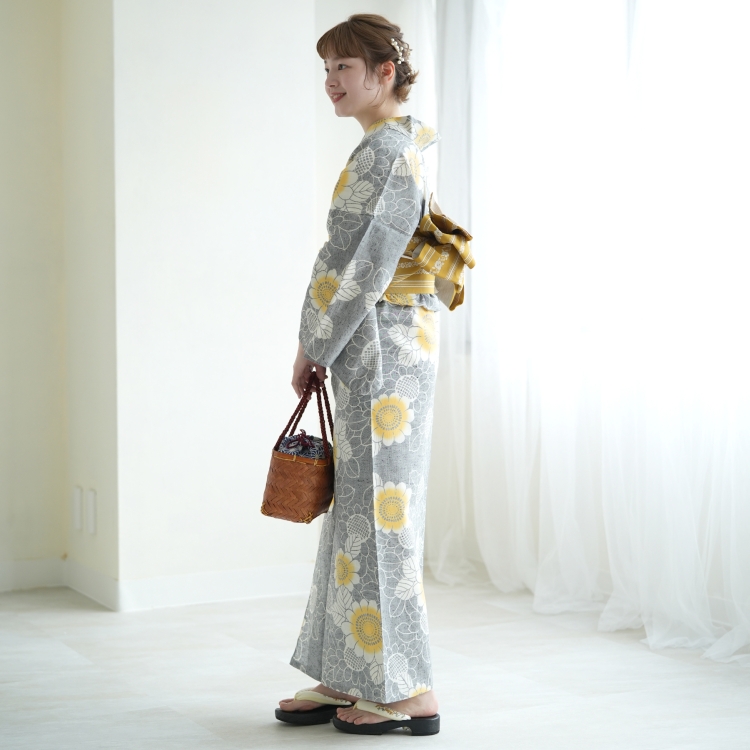 美品 墨絵風 注染浴衣 綿100% レディース ゆかた 大人 居敷当て付き utatane 浴衣 レディース セット utatane×注染工房 浴衣3点