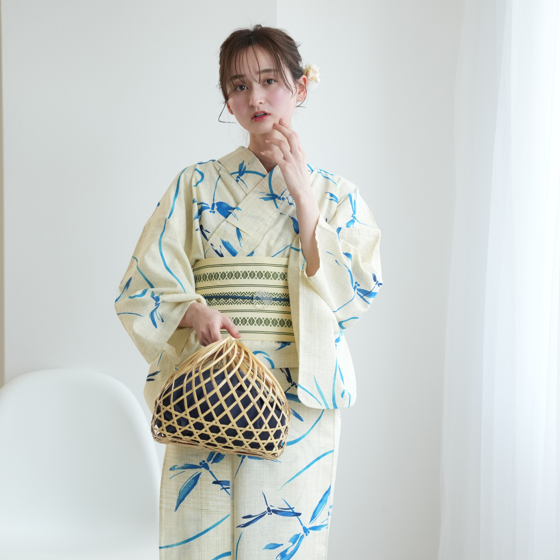 レディース ファッション 新品 夏物 着物 浴衣 単品 トンボ柄 ベージュ uu0823b_1.jpg