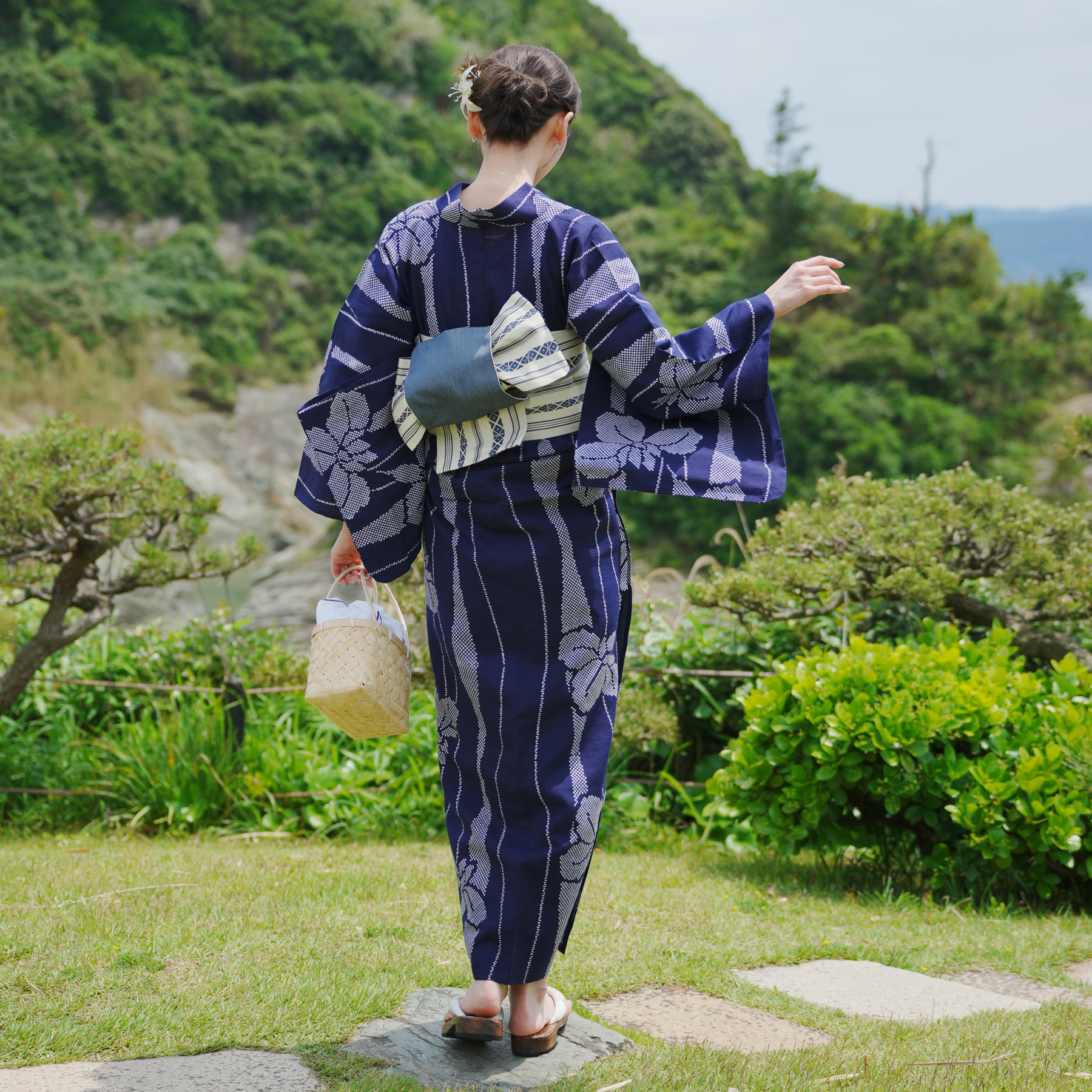 お任せの下駄+お任せの帯締つき◆◆utataneブランド浴衣◆和歌山染め utatane 浴衣 レディース セット utatane×注染工房（浴衣/帯