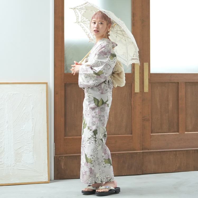 utatane レディース浴衣　単品　ウタタネ 新品【えんじに撫子と萩】ウタタネ utatane レディース 浴衣単品