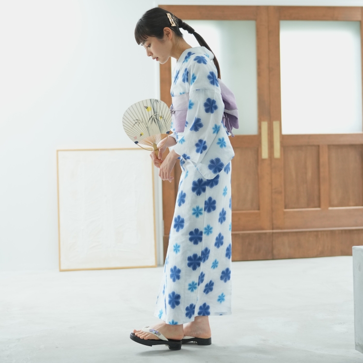 雪花絞り　浴衣　ブルー系 雪花絞り浴衣プレタ・ジャパンブルー - yorimichi KIMONO ～週末