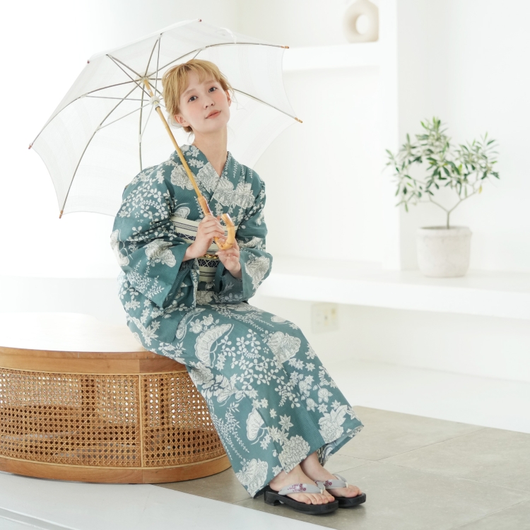 浴衣 レディース セット 浴衣/帯/下駄 utatane 古典柄 レトロ 大正 