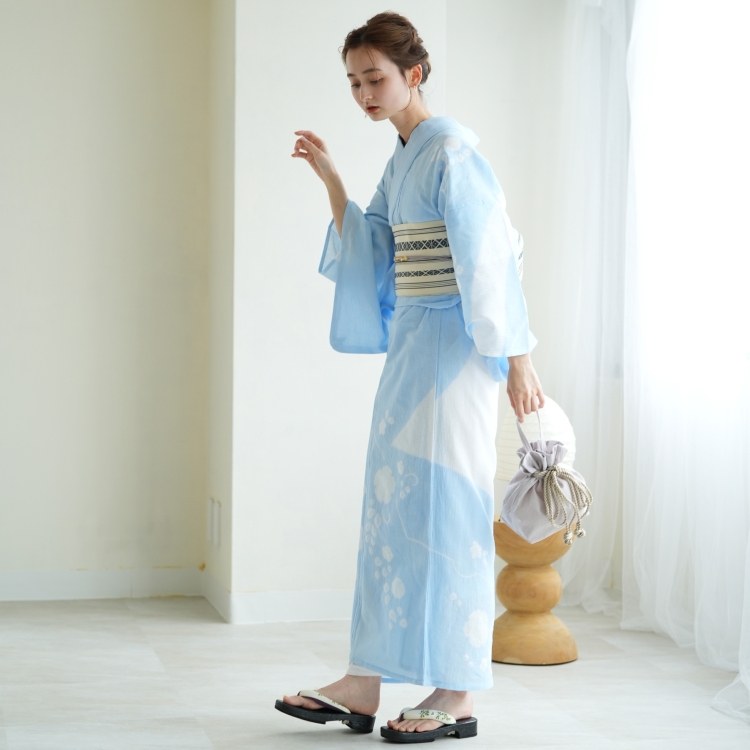 utatane  青  浴衣　セット（浴衣・帯・下駄） utatane 青 浴衣 セット（浴衣・帯・下駄）