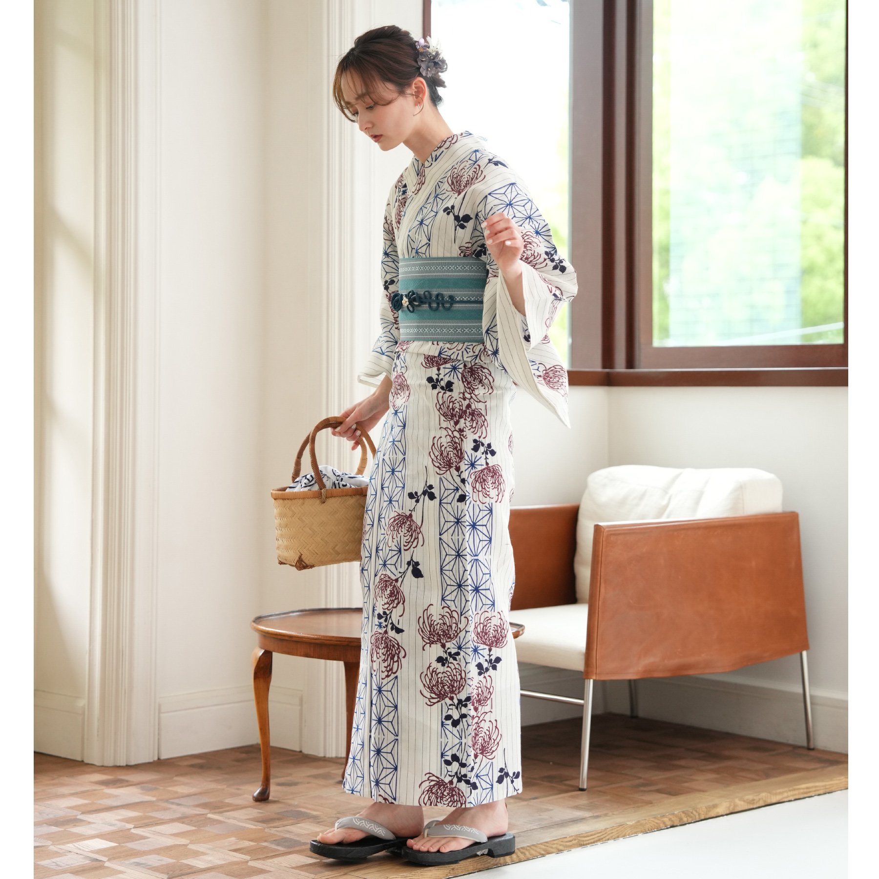 utatane 浴衣 レディース セット utatane×注染工房 浴衣3点セット 等間