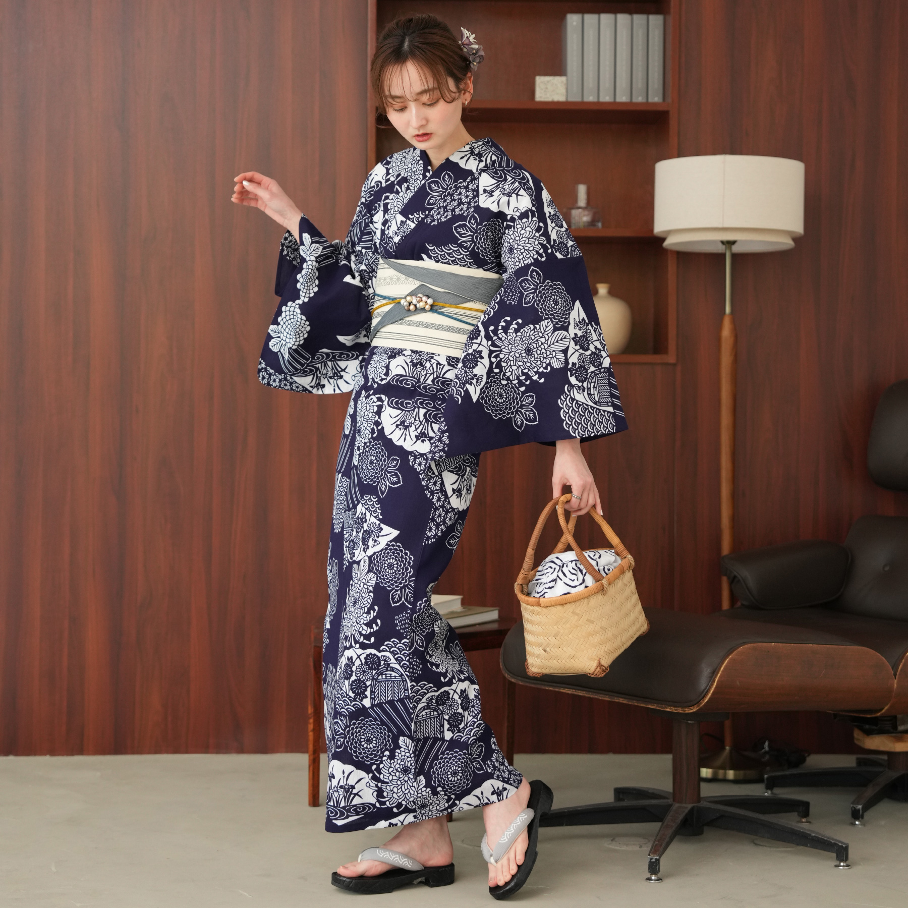utatane 浴衣 レディース セット utatane×注染工房 浴衣3点セット 藍色