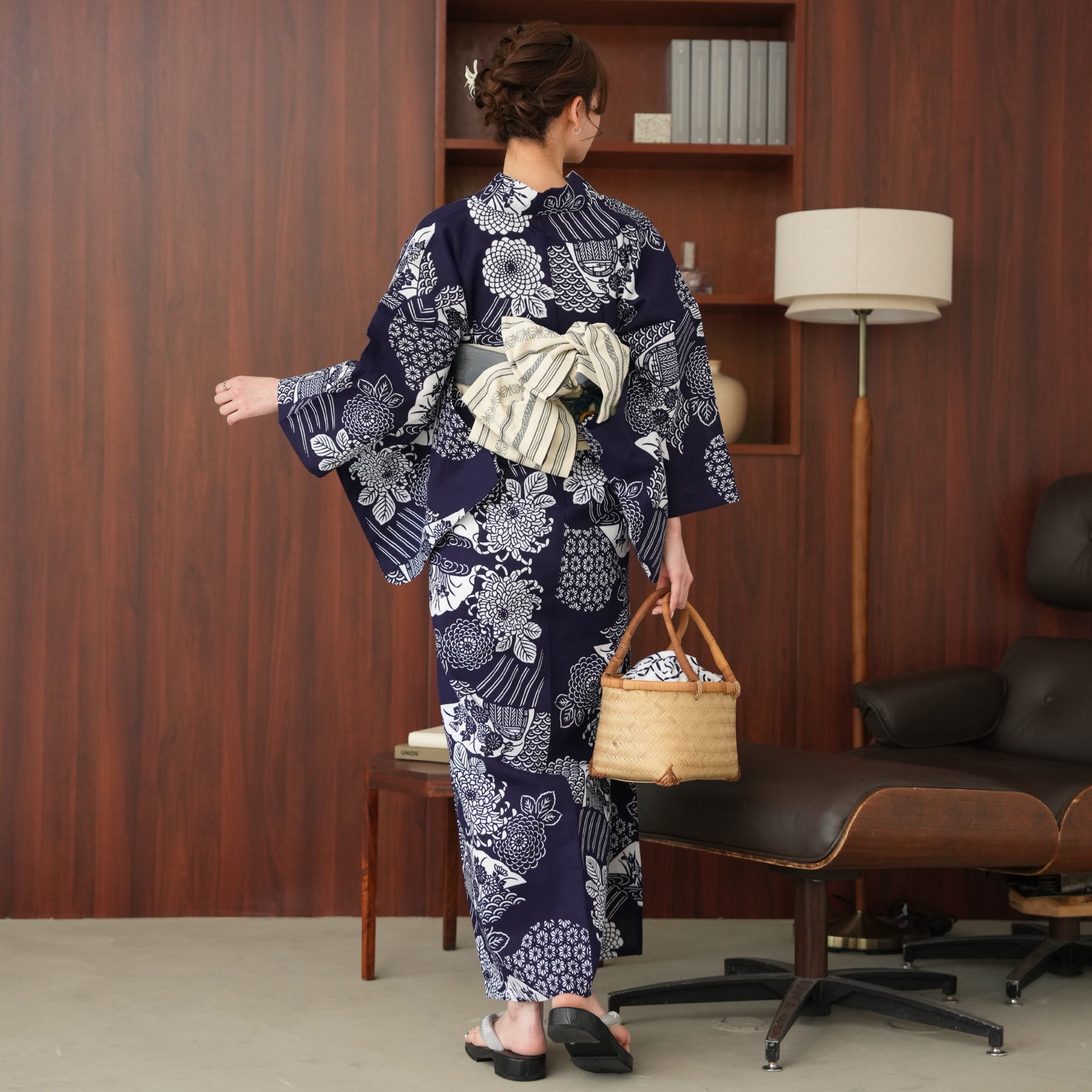 utatane 浴衣 レディース セット utatane×注染工房 浴衣3点セット 藍色