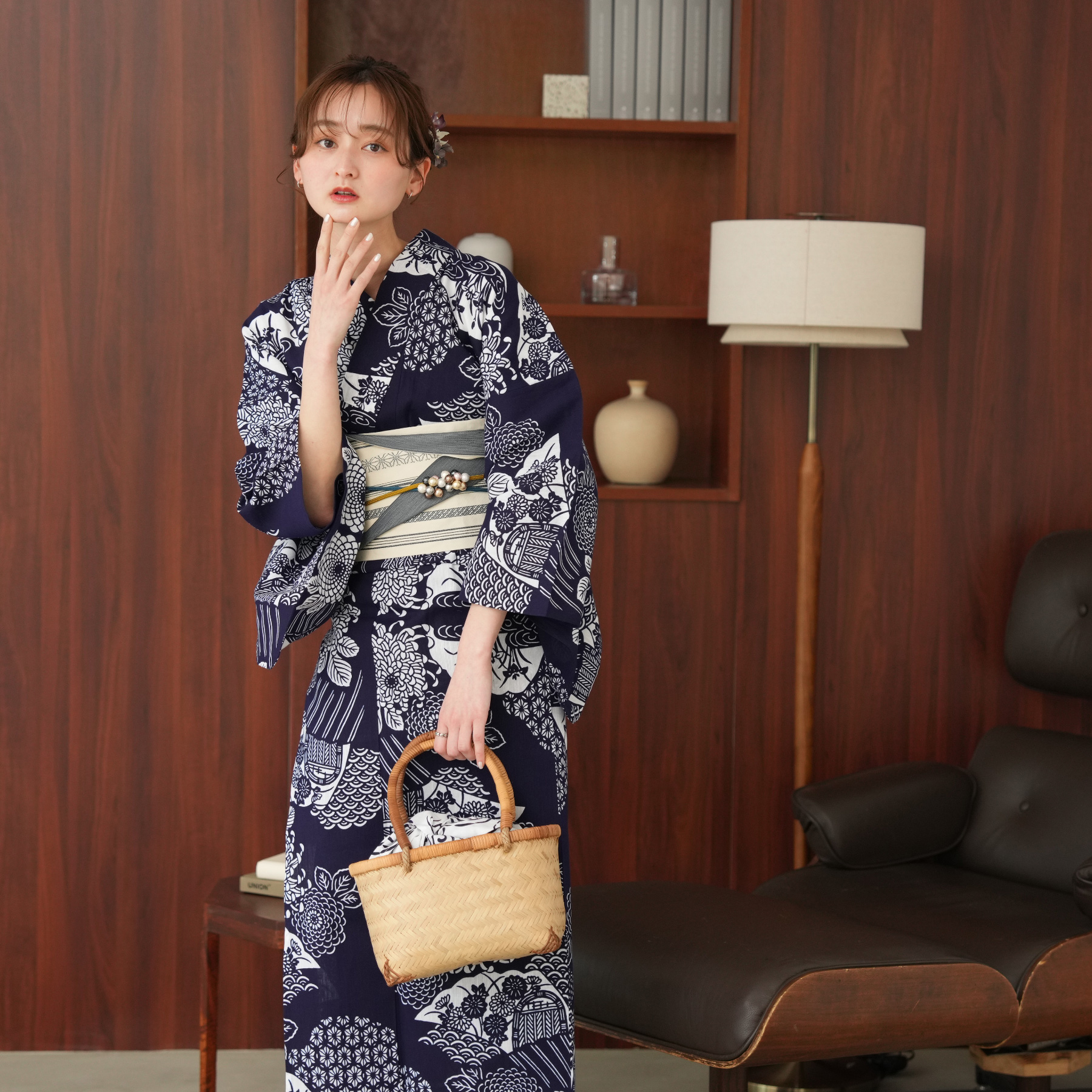 utatane 浴衣 レディース セット utatane×注染工房 浴衣3点セット 藍色