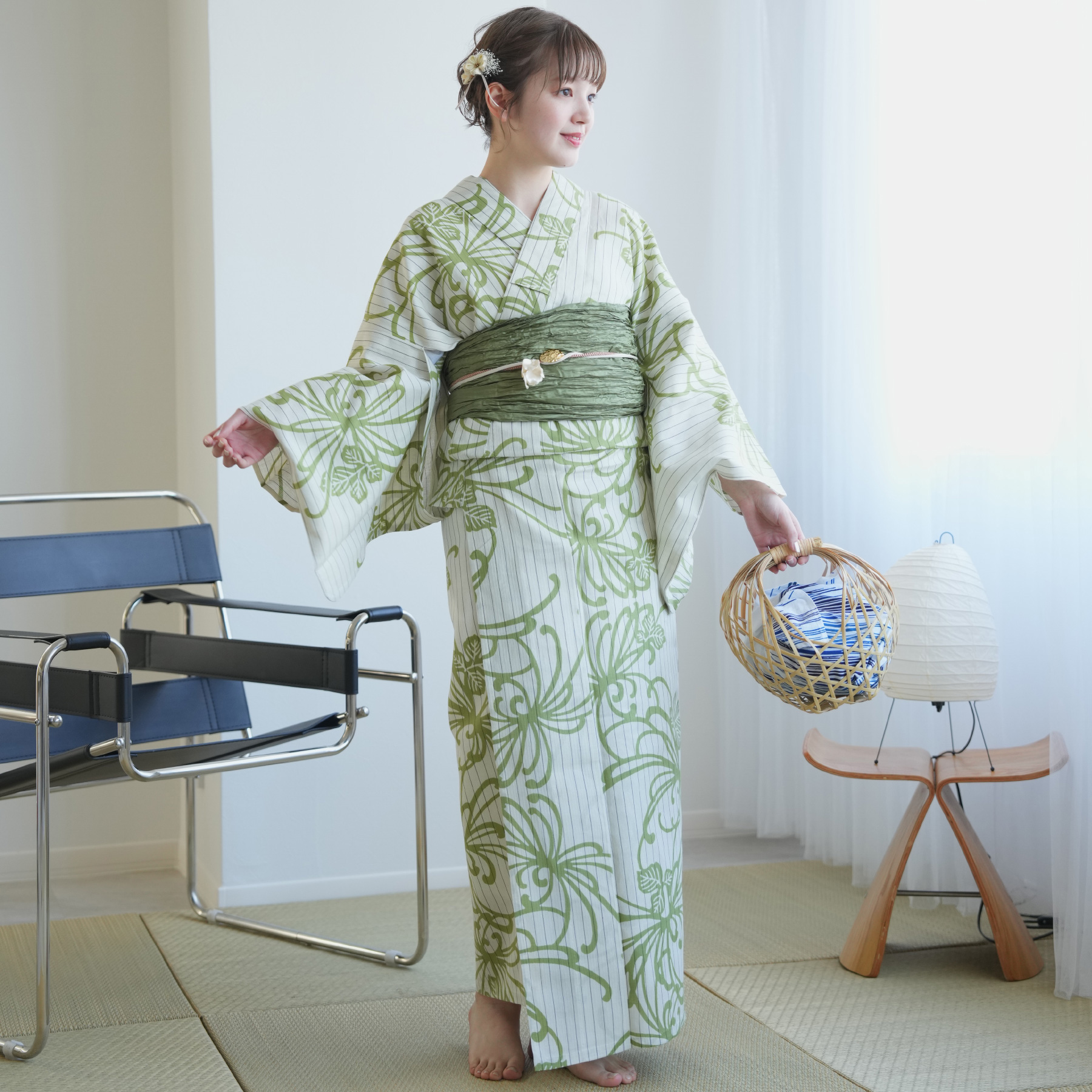 utatane 浴衣 レディース セット utatane×注染工房 浴衣3点セット 等間