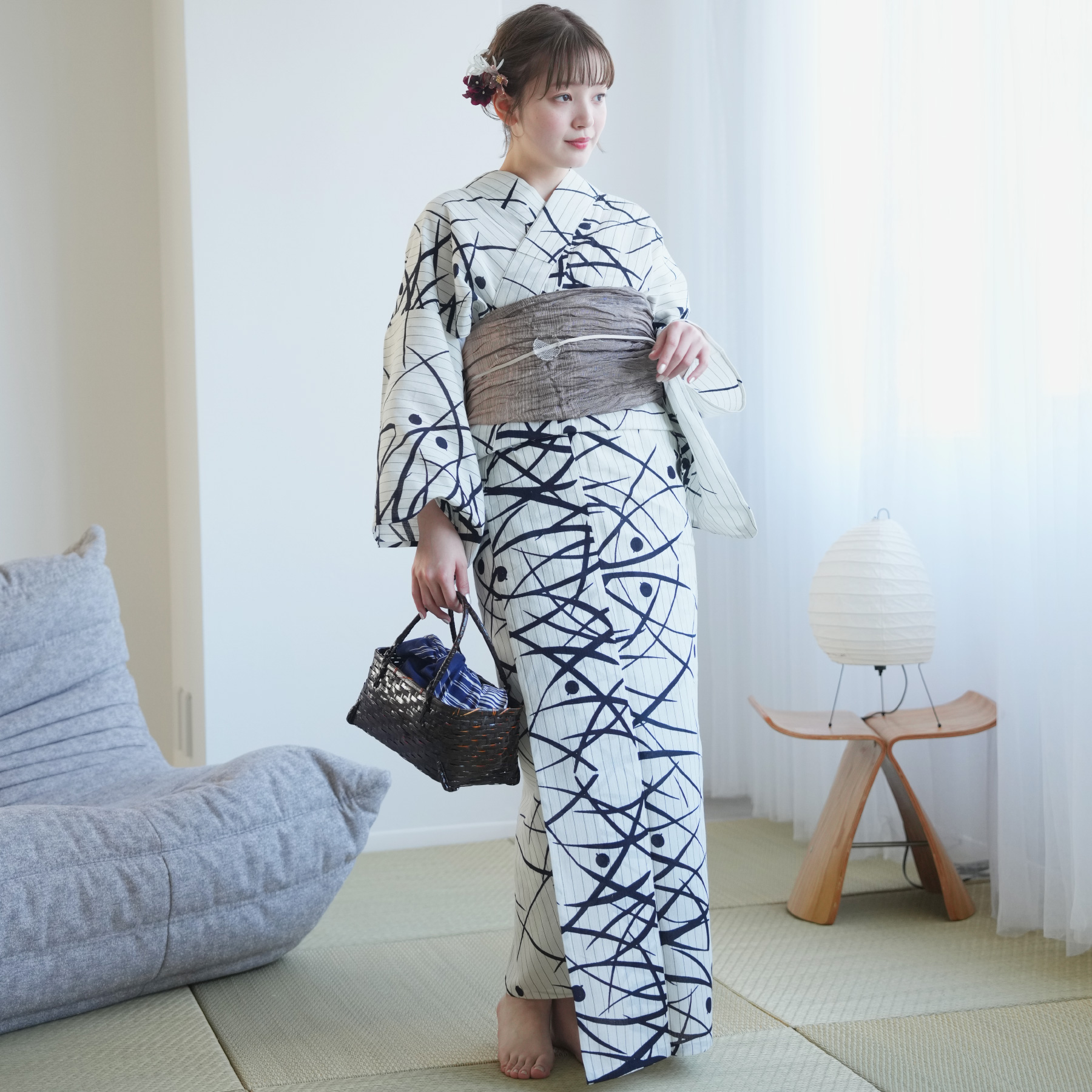 utatane 浴衣 レディース セット utatane×注染工房 浴衣3点セット 等間