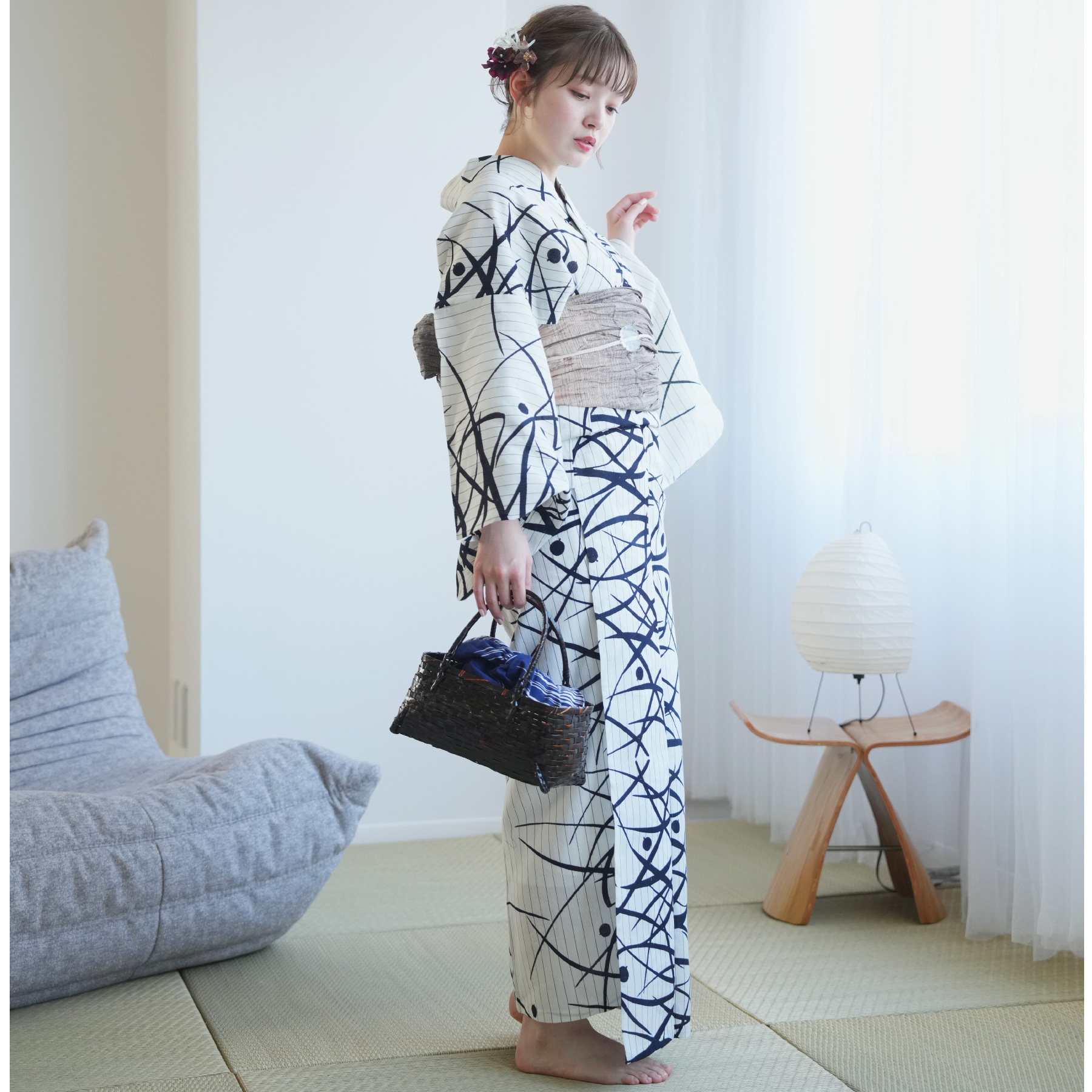 utatane 浴衣 レディース セット utatane×注染工房 浴衣3点セット 等間