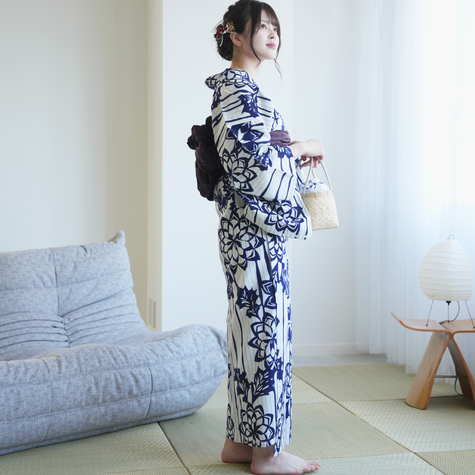 utatane 浴衣 レディース セット utatane×注染工房 浴衣3点セット 等間