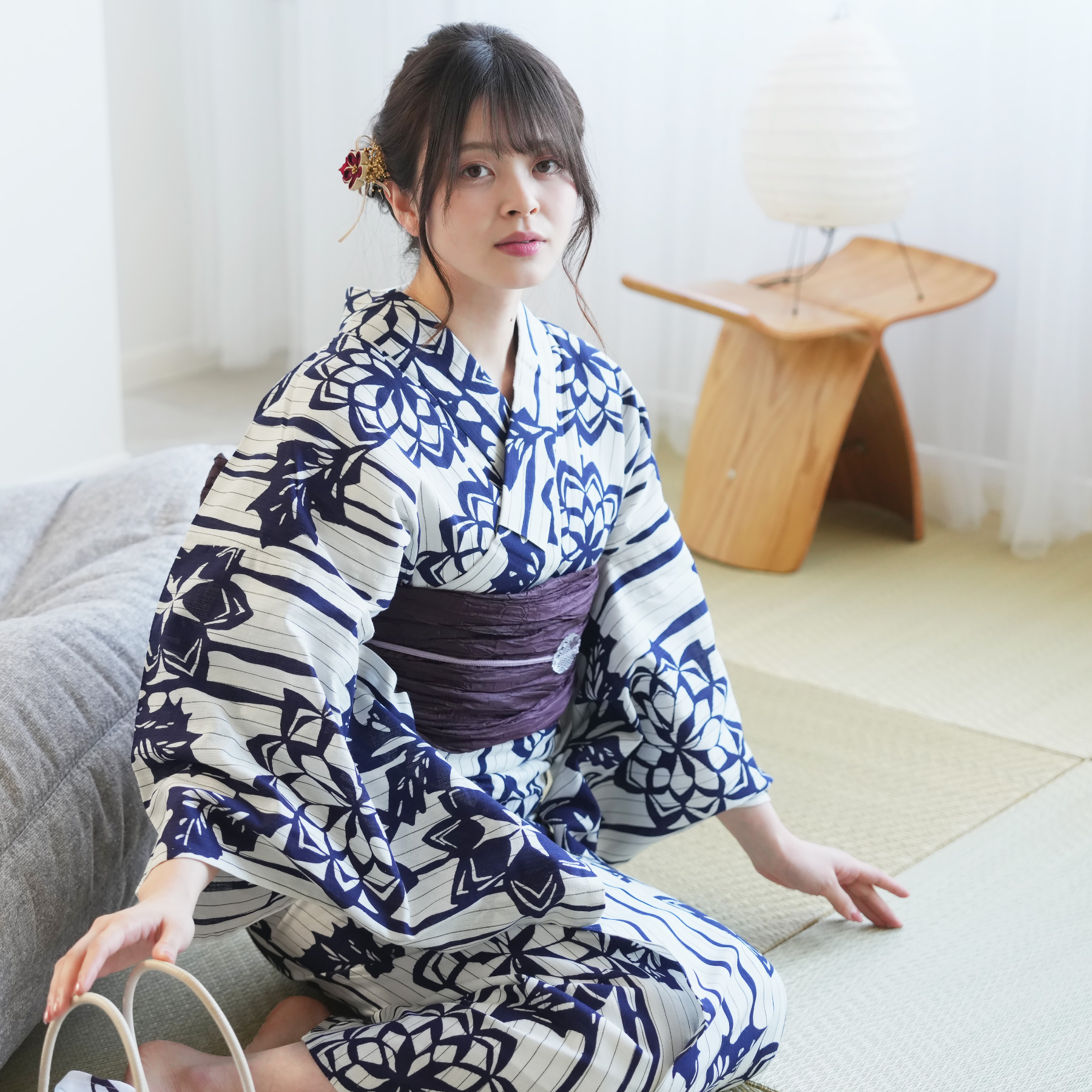 utatane 浴衣 レディース セット utatane×注染工房 浴衣3点セット 等間