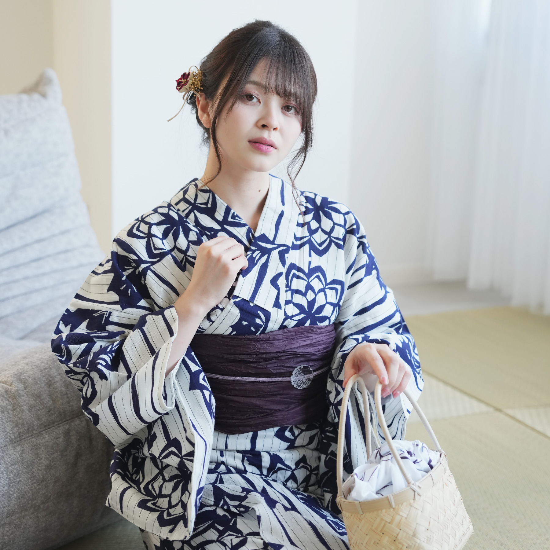 utatane 浴衣 レディース セット utatane×注染工房 浴衣3点セット 等間