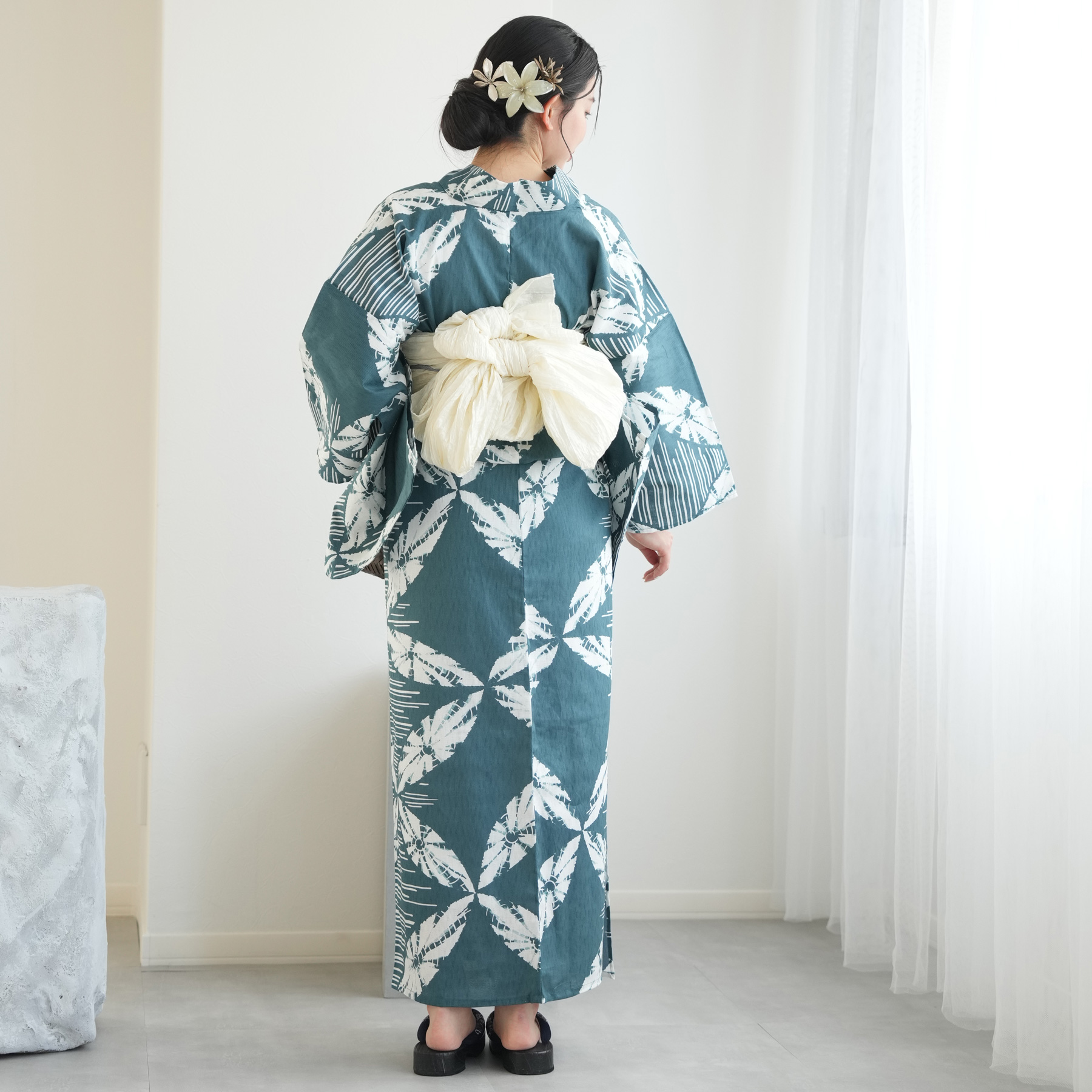ラスト◯七月末まで大特価◯新品　変わり織り◯ウタタネ　浴衣◯茶　ブラウン　紫陽花 utatane 浴衣 レディース セット 高級変わり織 浴衣3点セット 鈍