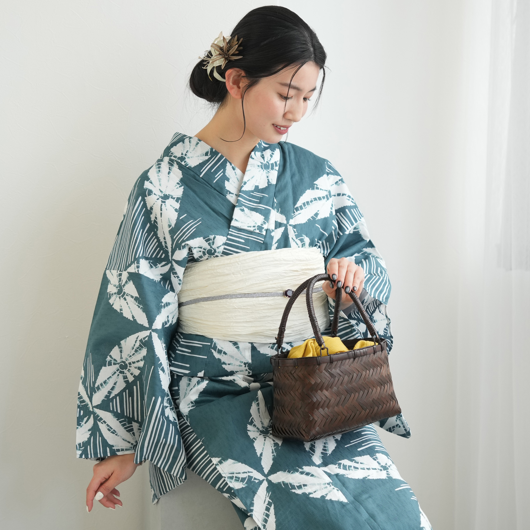 utatane 浴衣 レディース セット 高級変わり織 浴衣3点セット 鈍