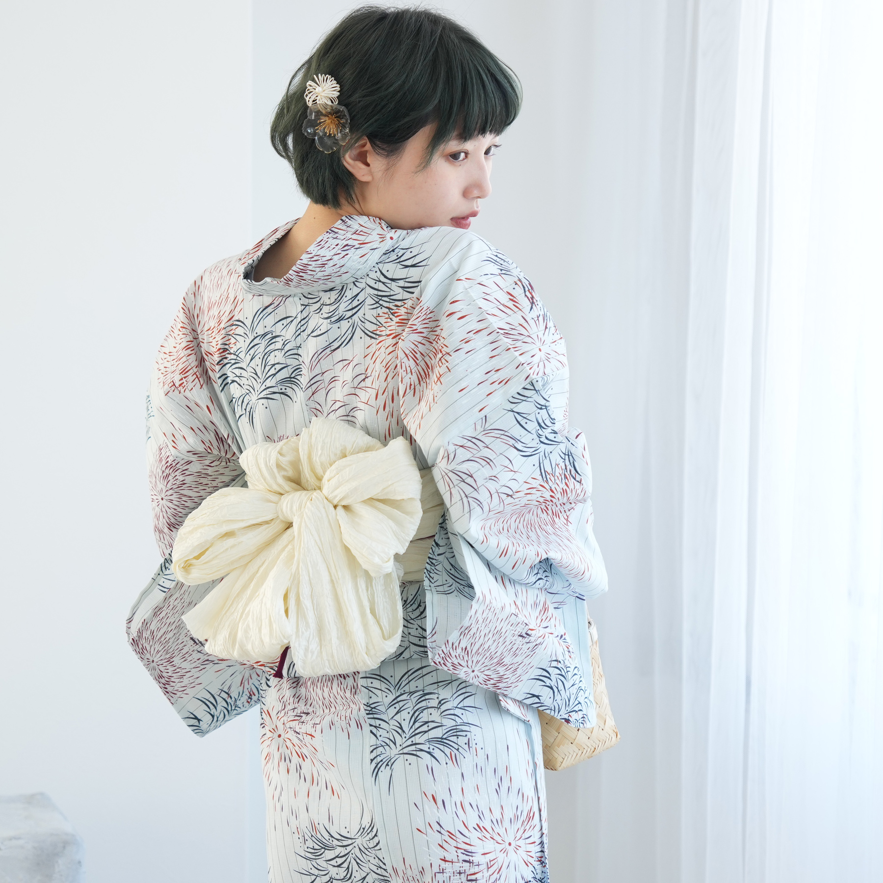 utatane 浴衣 レディース セット 高級変わり織 浴衣3点セット 白