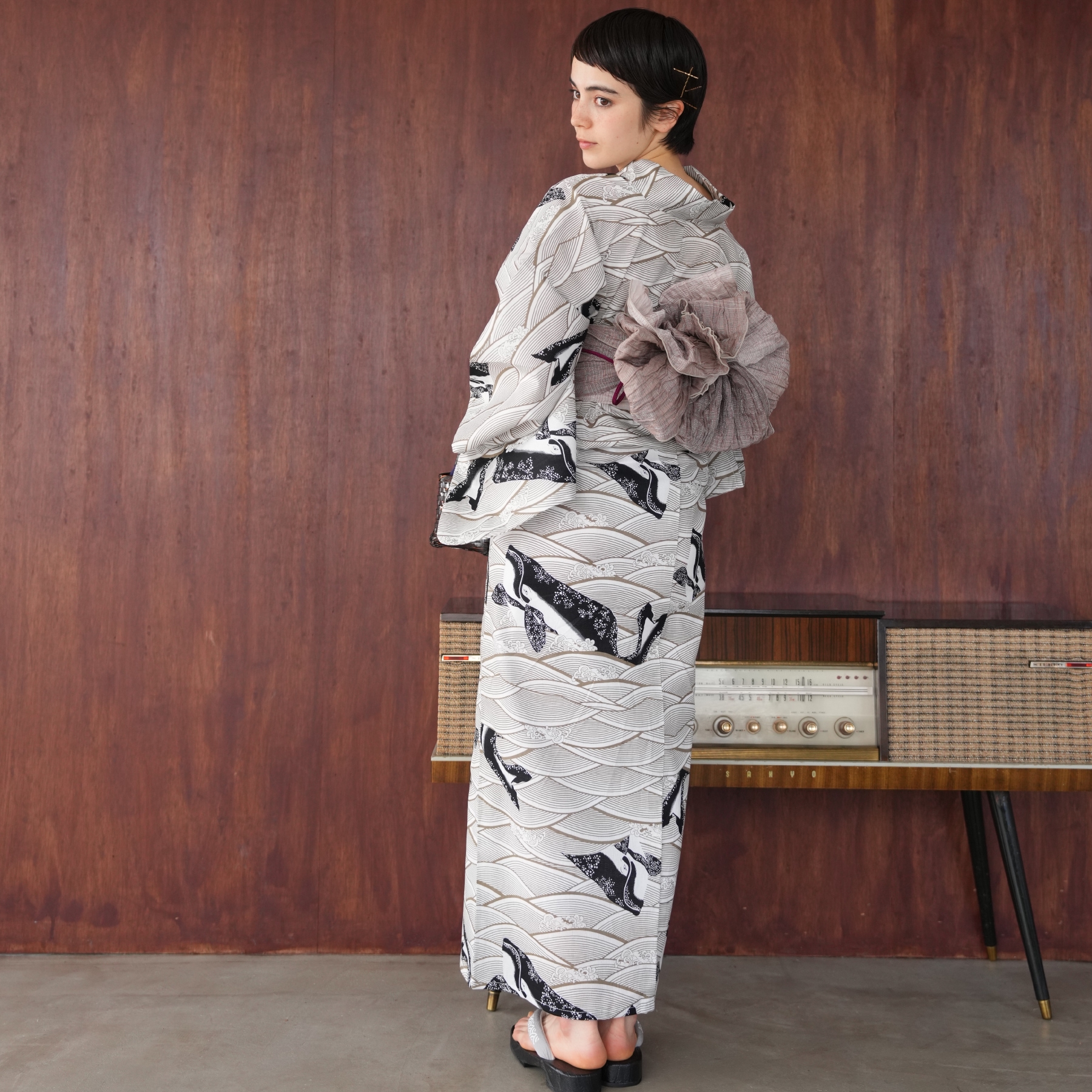 画像の帯つき◆◆古典高級しじら織り夏着物&浴衣◆新品未使用　呉服店購入浴衣 画像の帯つき◇◇古典高級しじら織り夏着物&浴衣